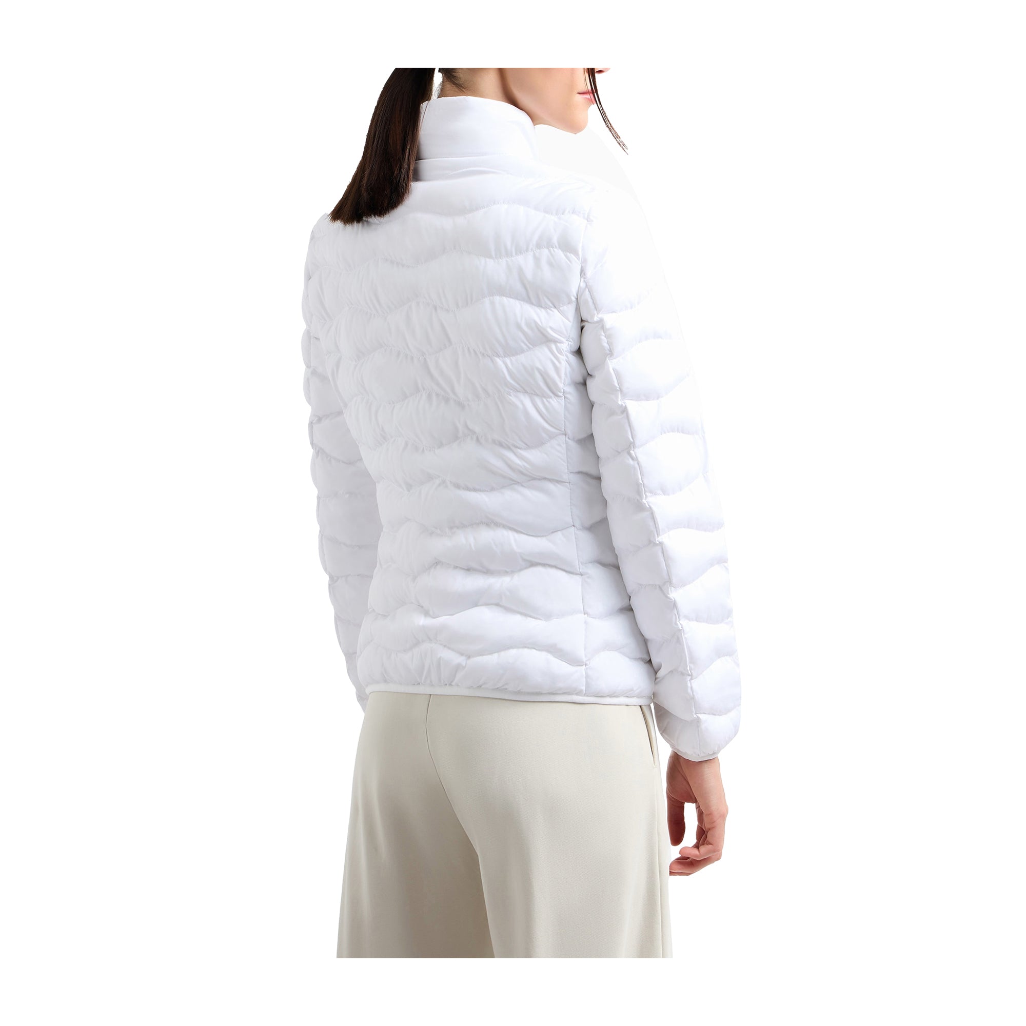 Piumino Donna Bianco imbottito, con collo alto e logo sul petto