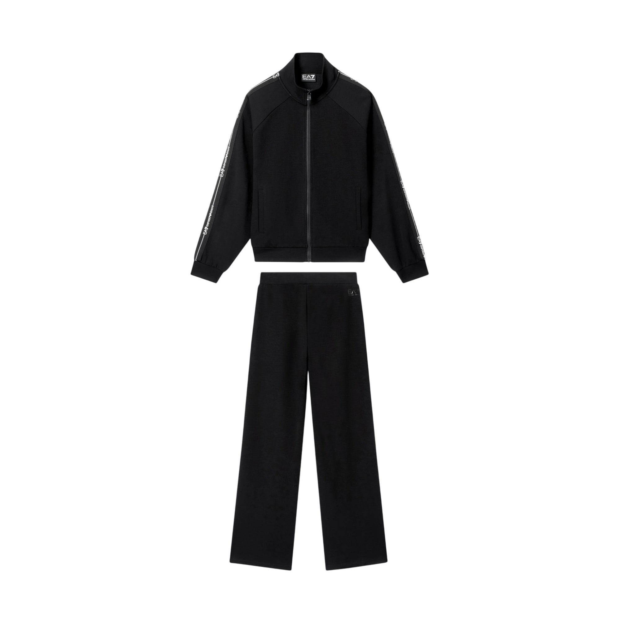 Tuta Donna Nera, con pantalone ampio e dettaglio logo tape a contrasto