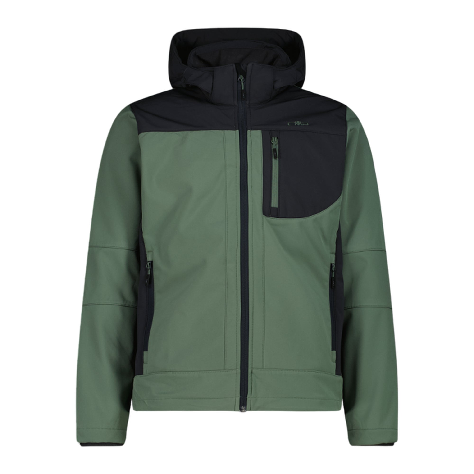 Giacca in softshell Uomo con cappuccio rimovibile Verde