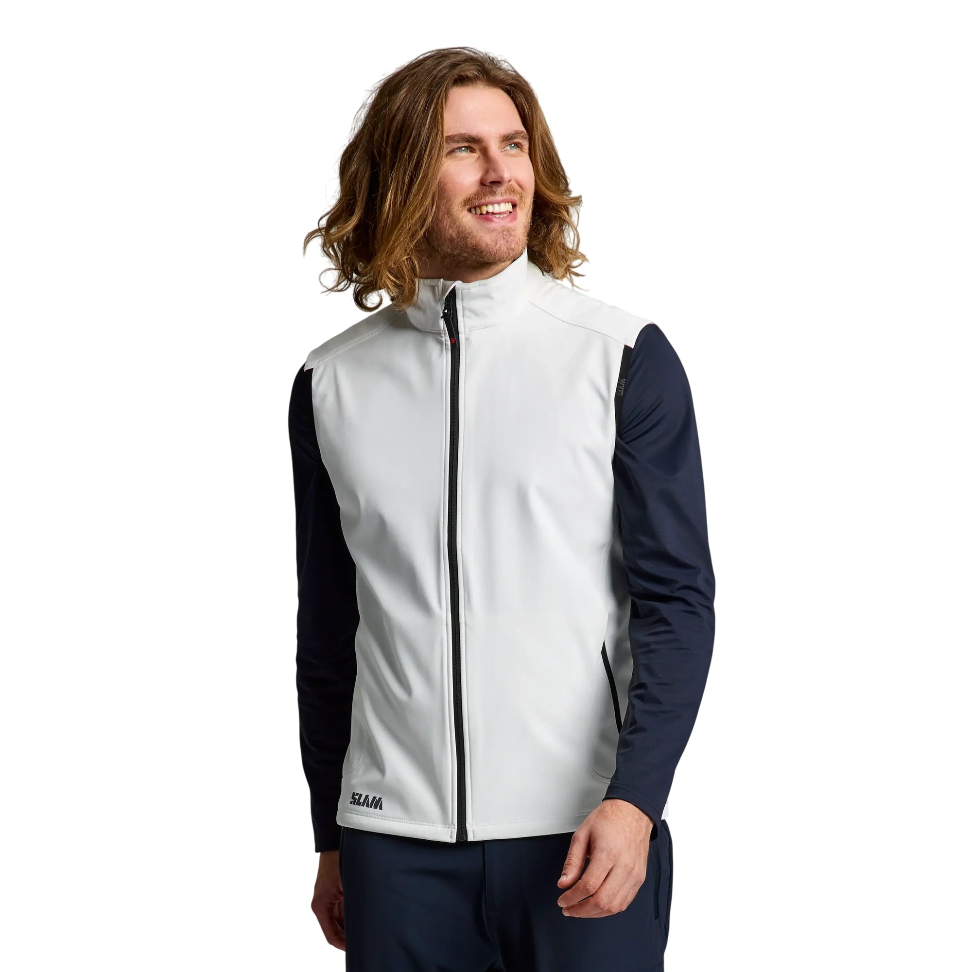 Gilet Uomo Active Softshell Vest Bianco, ergonomico, full zip frontale