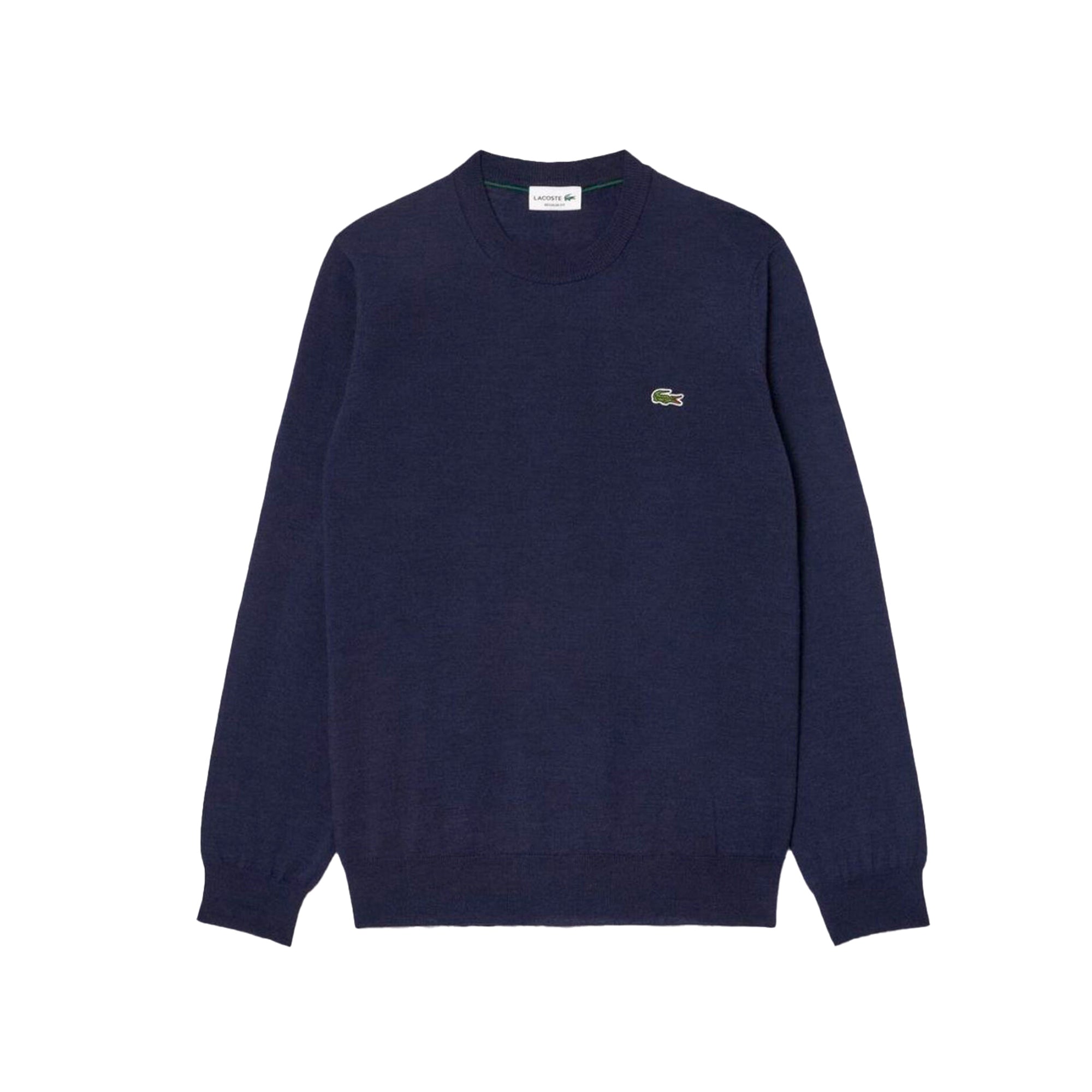 Pullover Uomo Navy a girocollo, in misto lana, con coccodrillo iconico