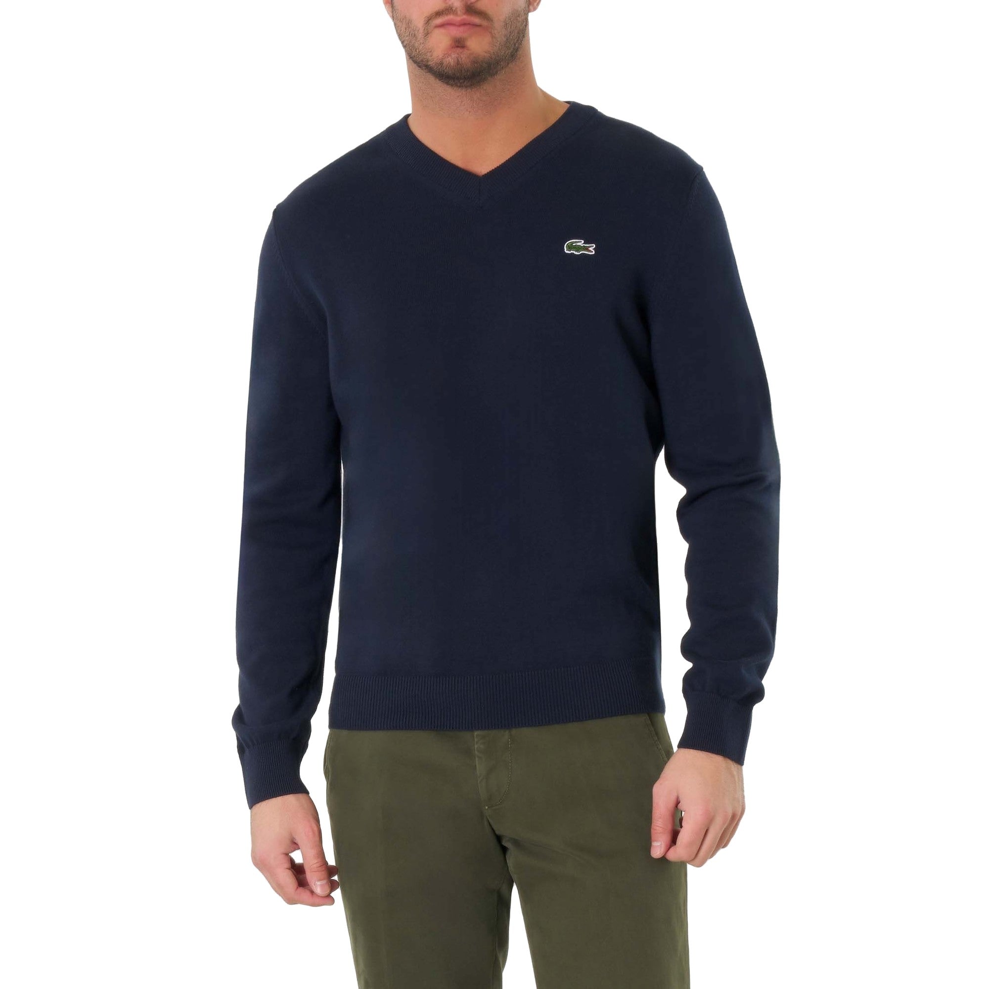 Pullover Uomo con scollo a V Navy modello frontale