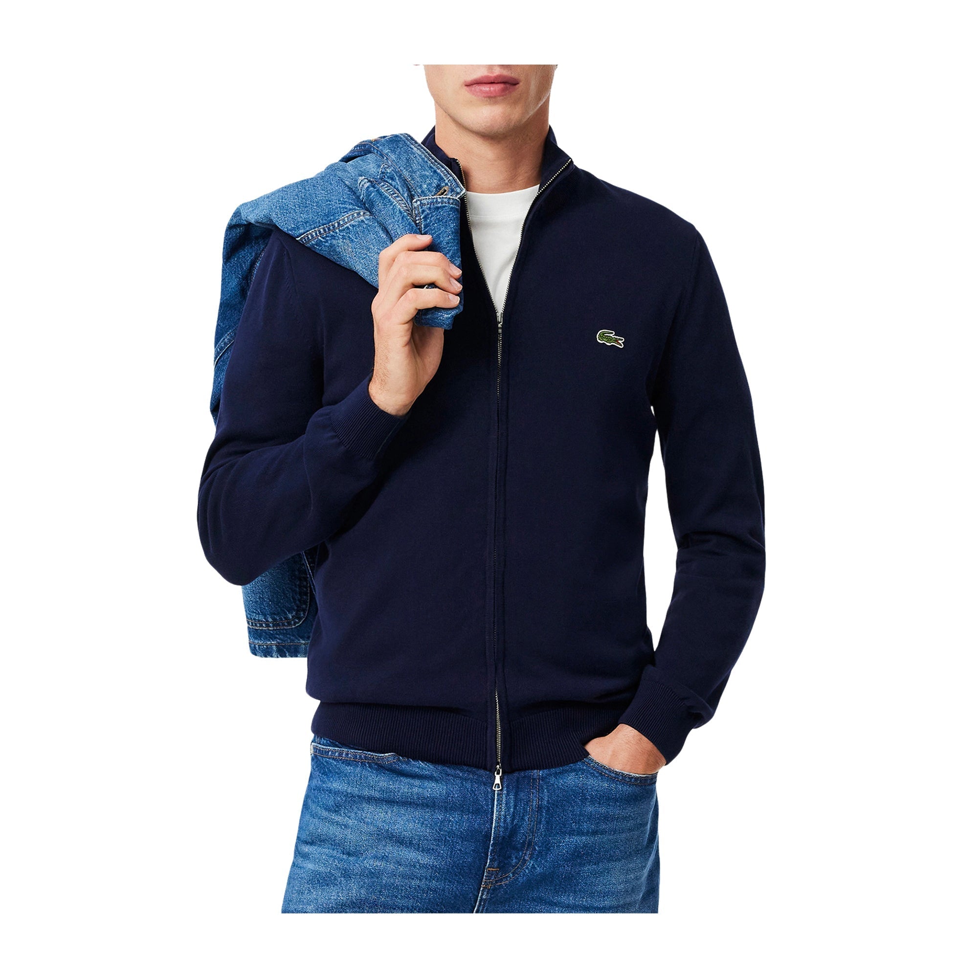 Maglia Uomo Navy in jersey di cotone, a collo alto