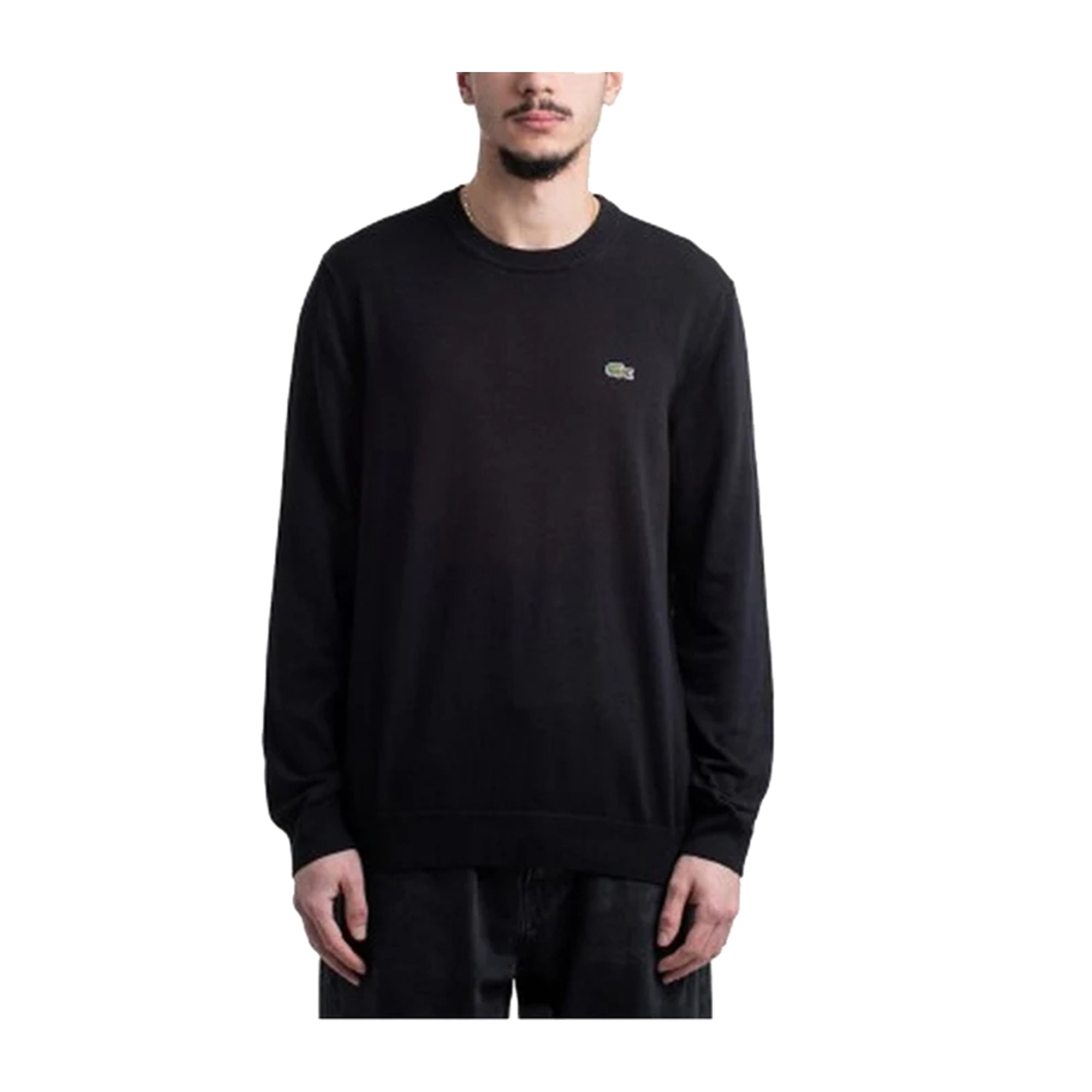 Pullover Uomo Nero in misto cotone, dal design minimal, a girocollo