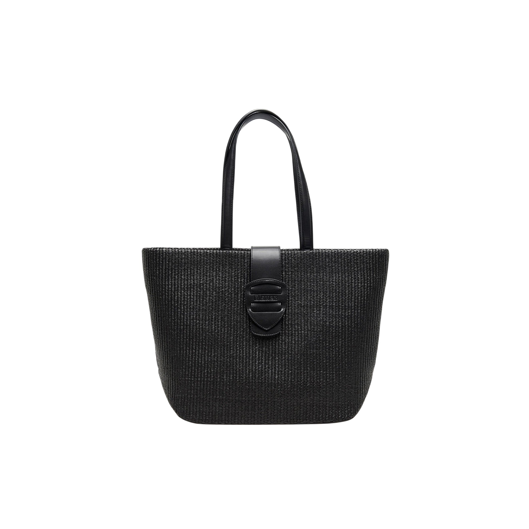 Borsa a spalla Tote in rafia Nero