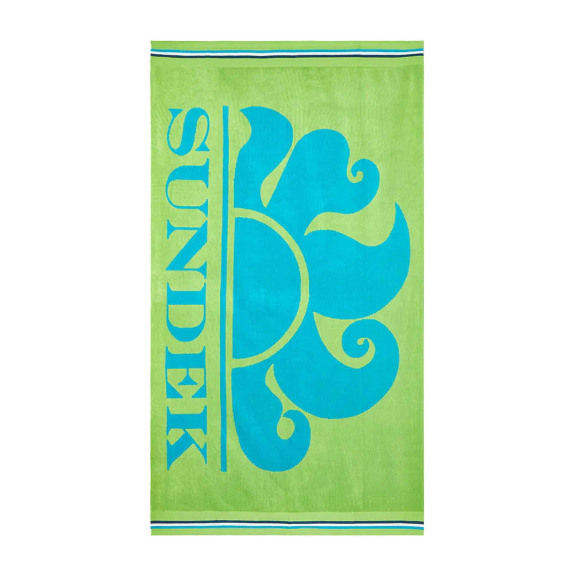 Telo Mare Unisex con stampa logo Celeste e bordi con dettaglio a contrasto