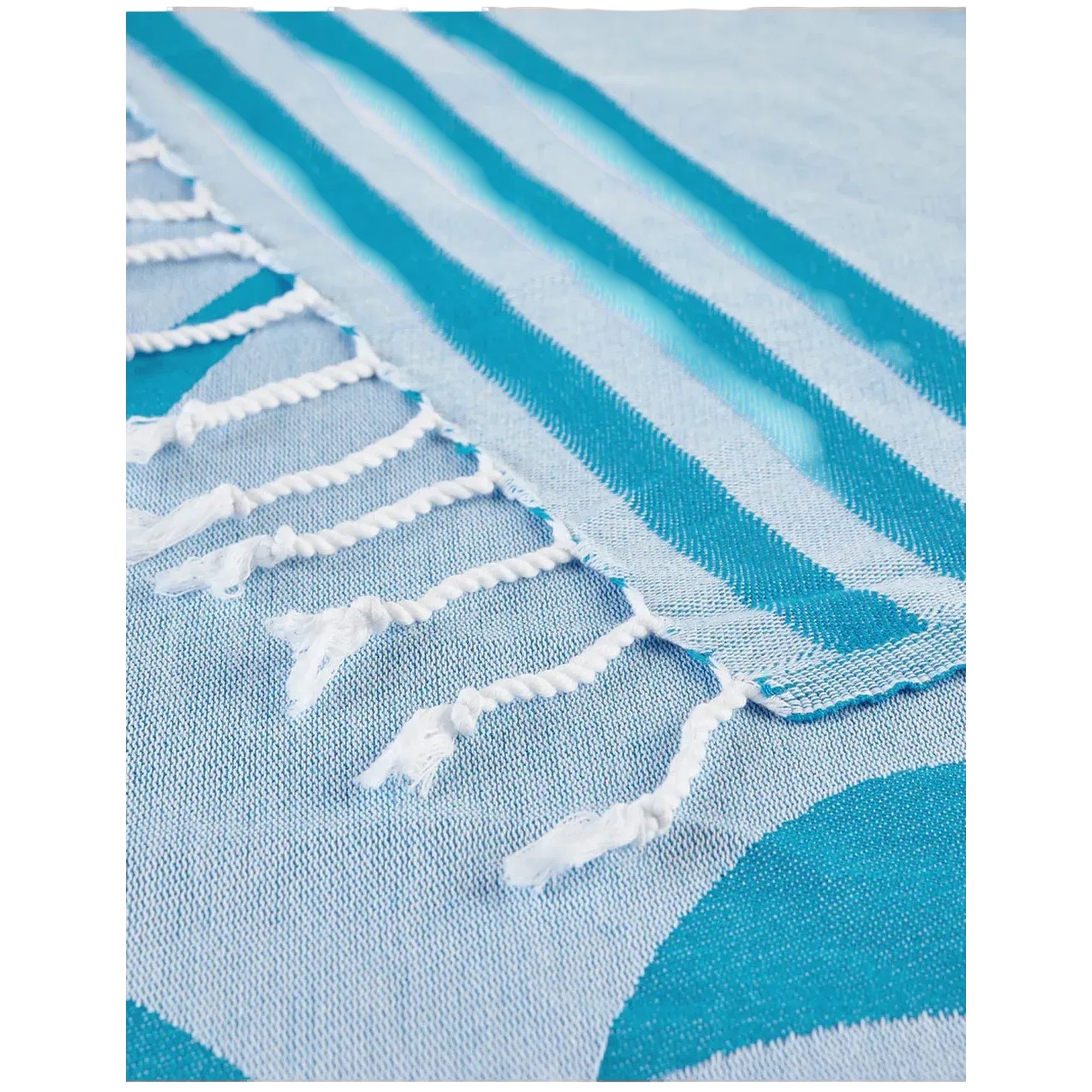 Telo Mare Unisex Celeste con stampa logo e frange lungo i bordi