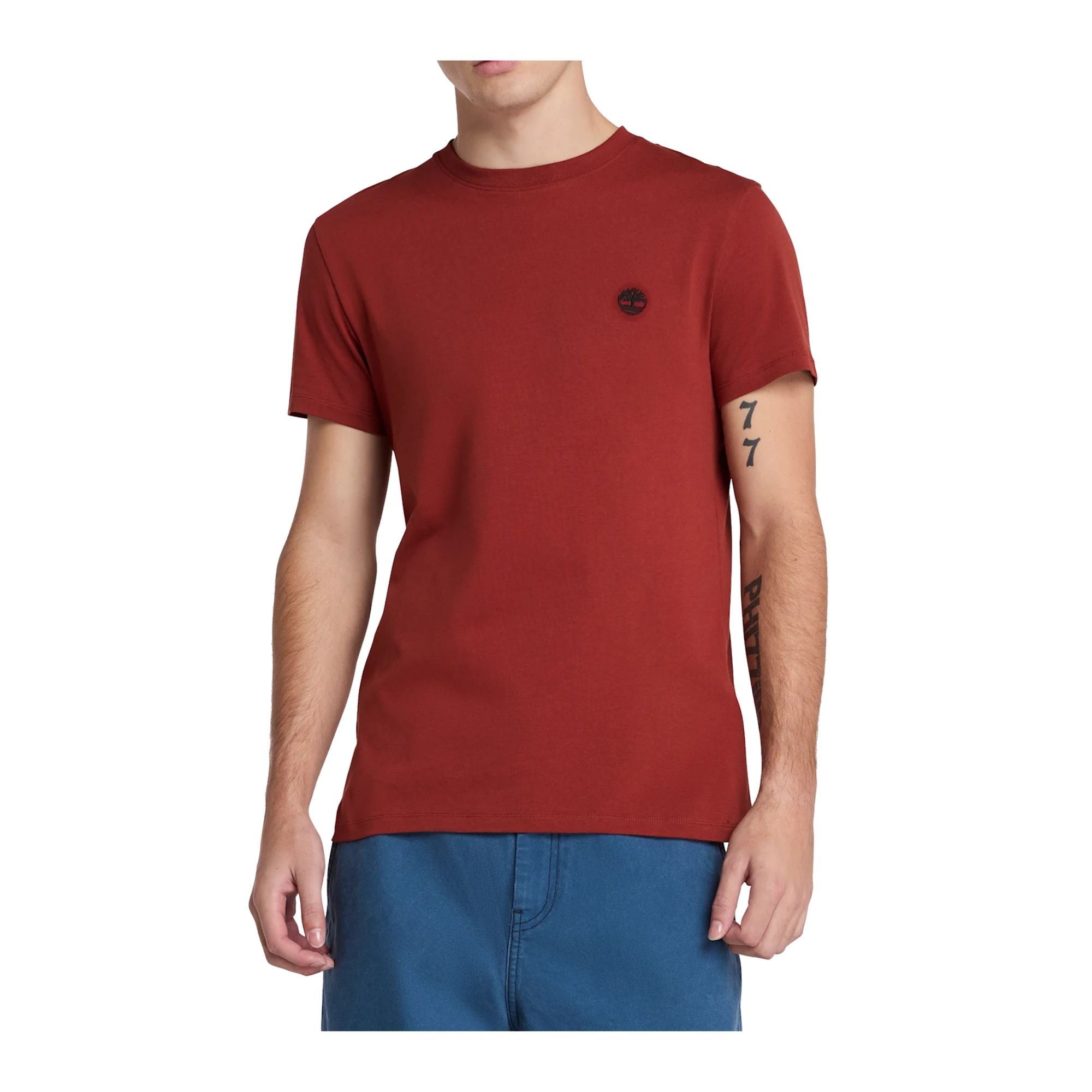 T-shirt Uomo modello Dunstan River Rosso, con micro logo ricamato in Nero