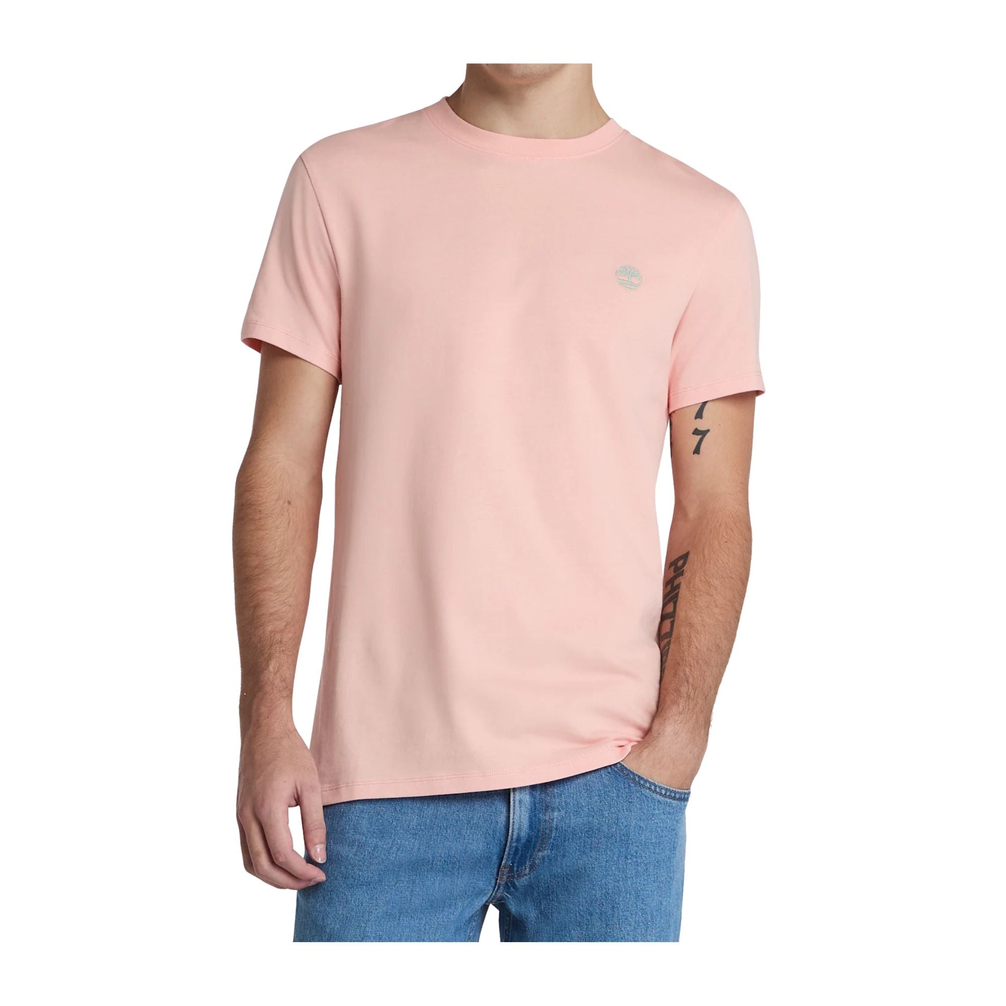 T-shirt Uomo modello Dunstan River Rosa, con micro logo ricamato e design minimal