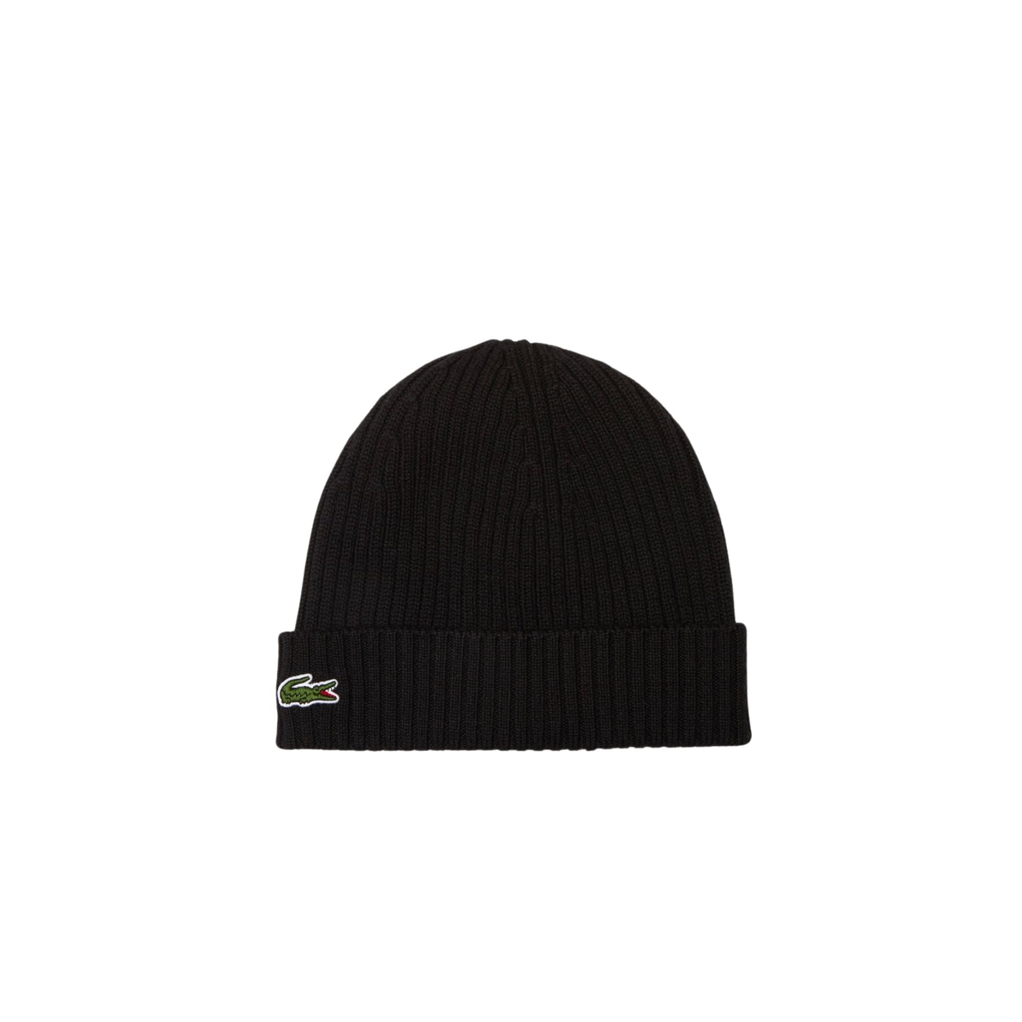Cappello Uomo in maglia di lana Nero, con risvolto sul fondo