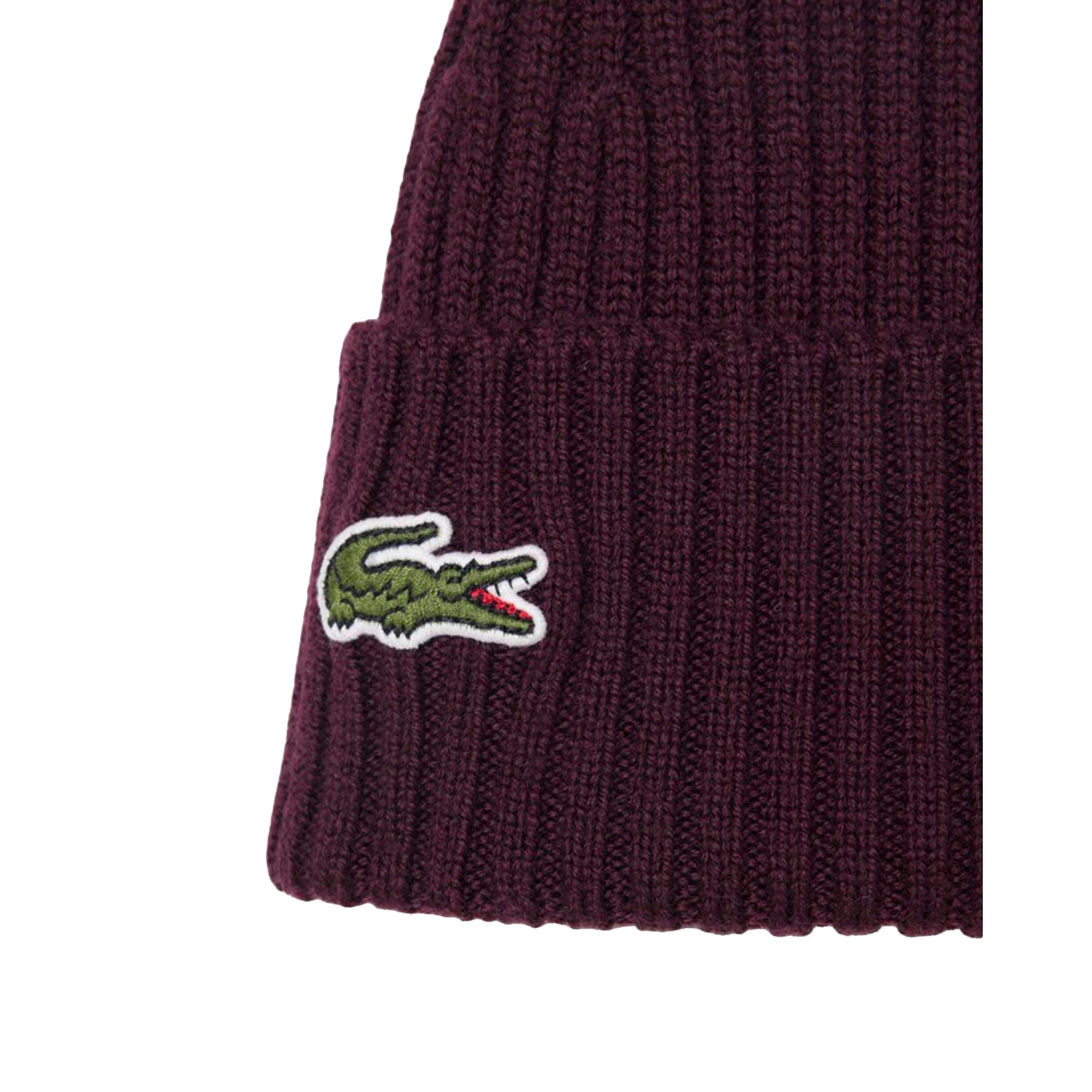 Cappello Uomo in maglia di lana Bordeaux, con risvolto sul fondo