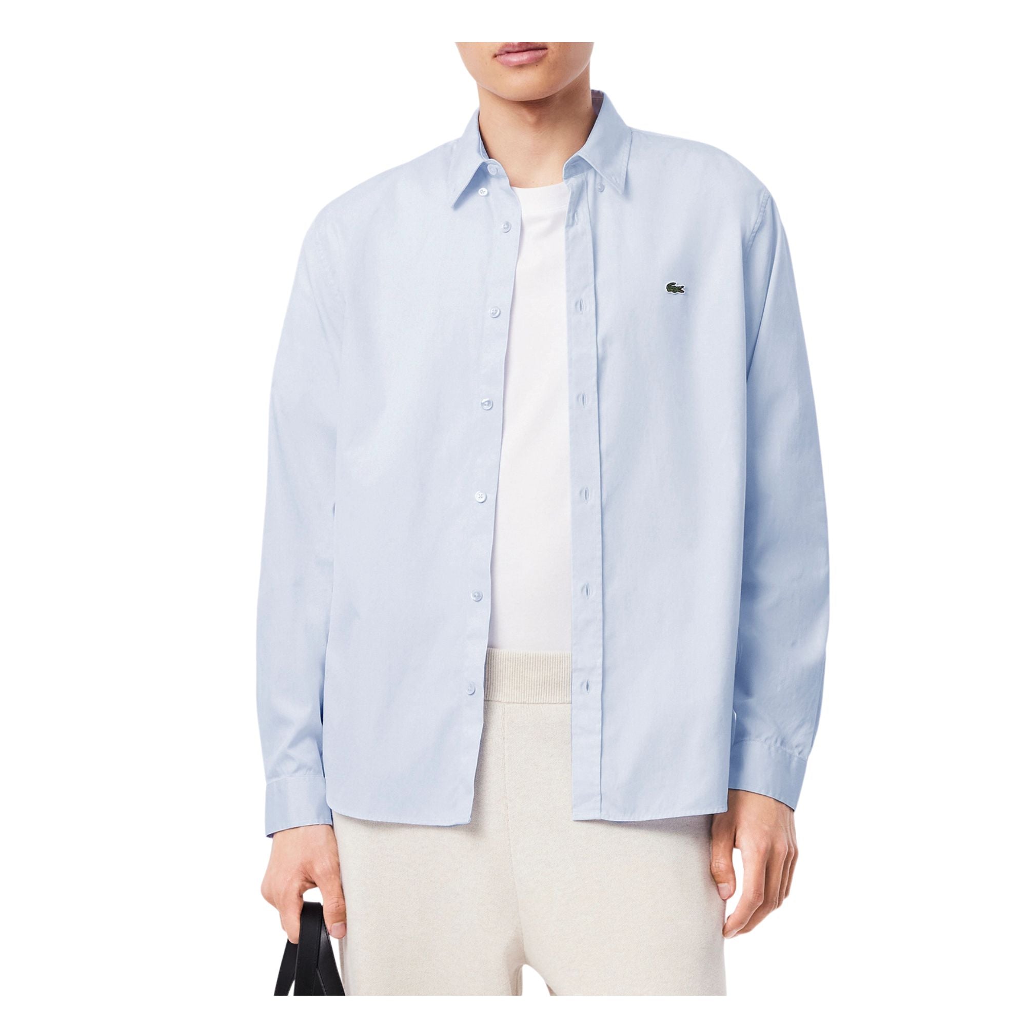 Camicia Uomo realizzata in puro cotone Celeste, dal fit regolare, con maniche lunghe