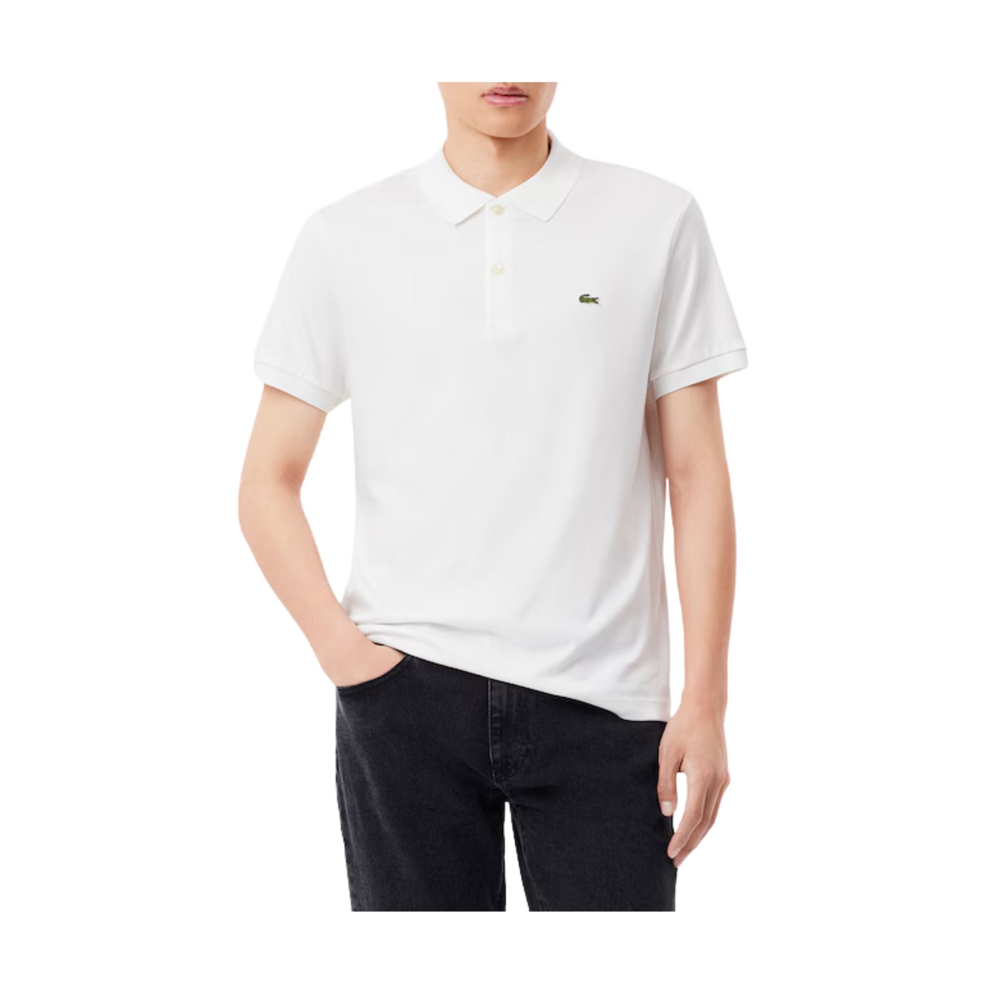 Polo Uomo Bianco in Cotone Pima modello frontale