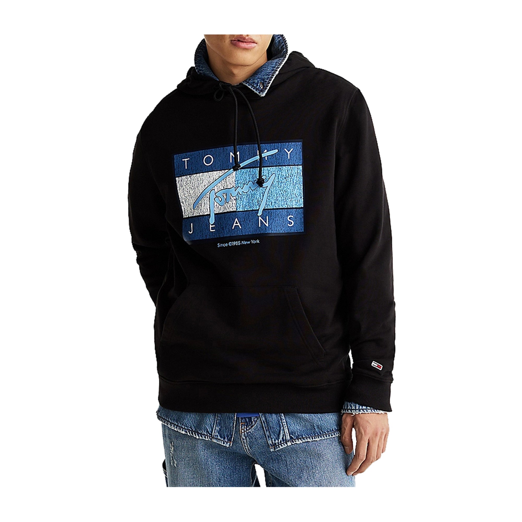 Felpa Uomo con cappuccio e logo grafico Nero