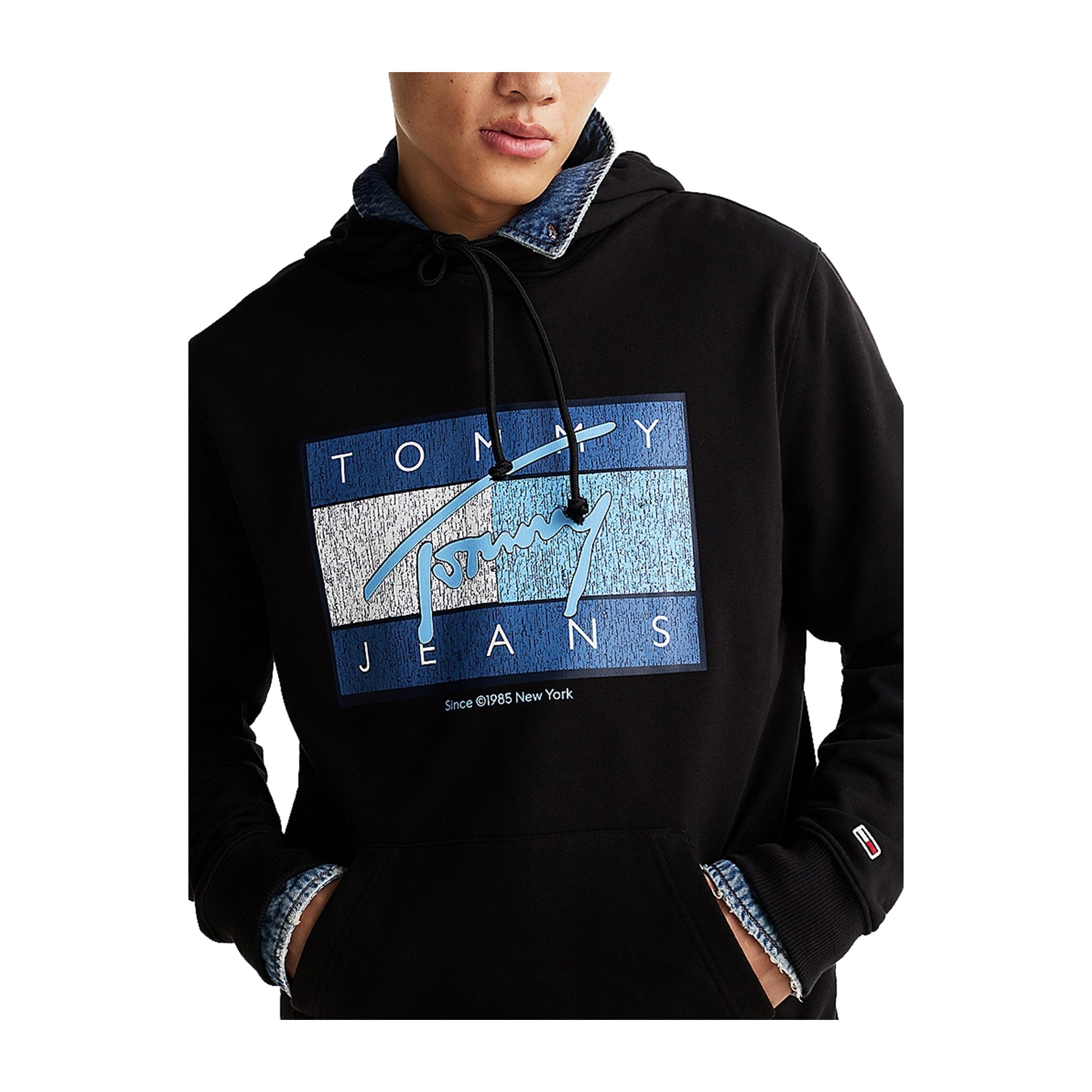 Felpa Uomo con cappuccio e logo grafico Nero