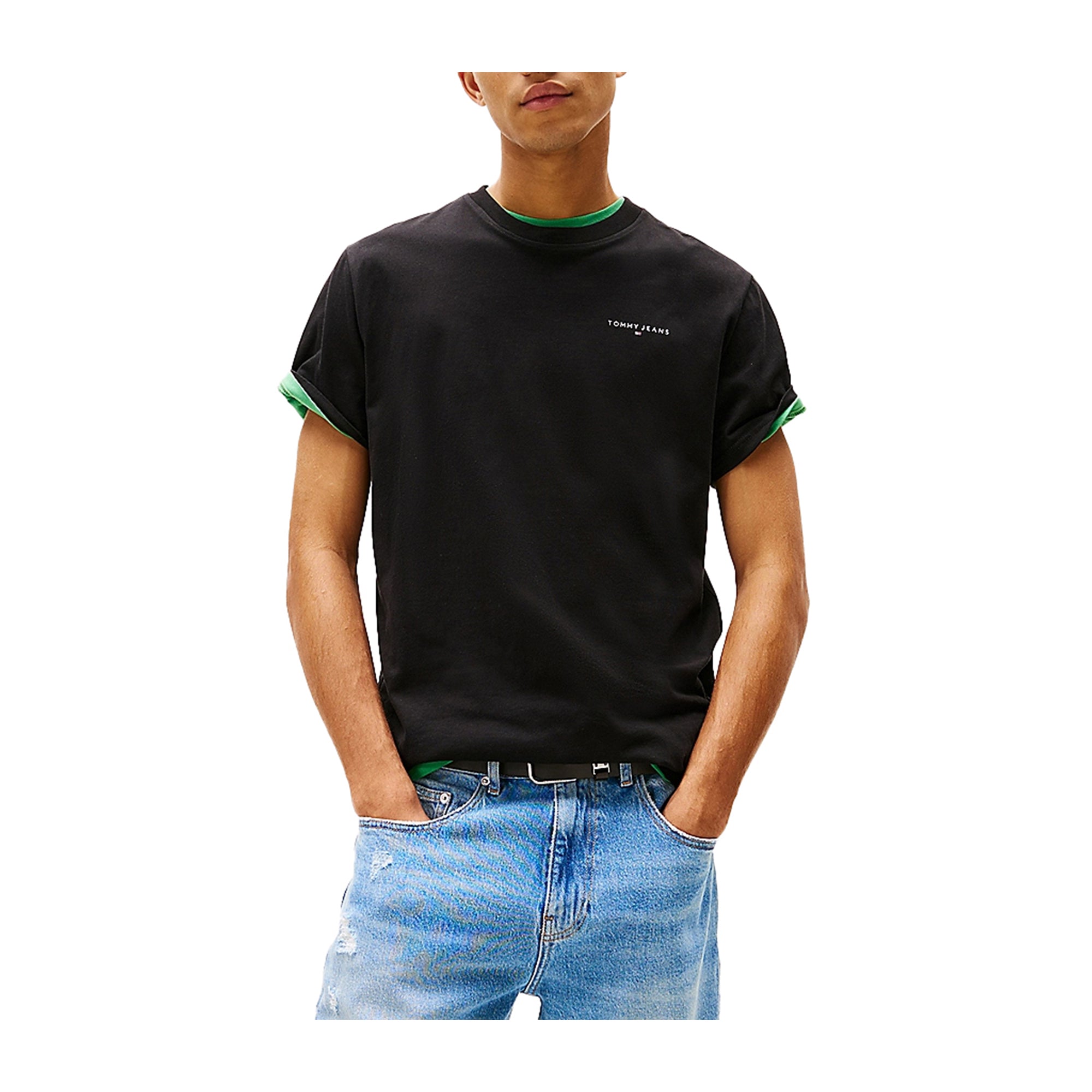T-shirt Uomo Slim fit con mini logo lineare Nero