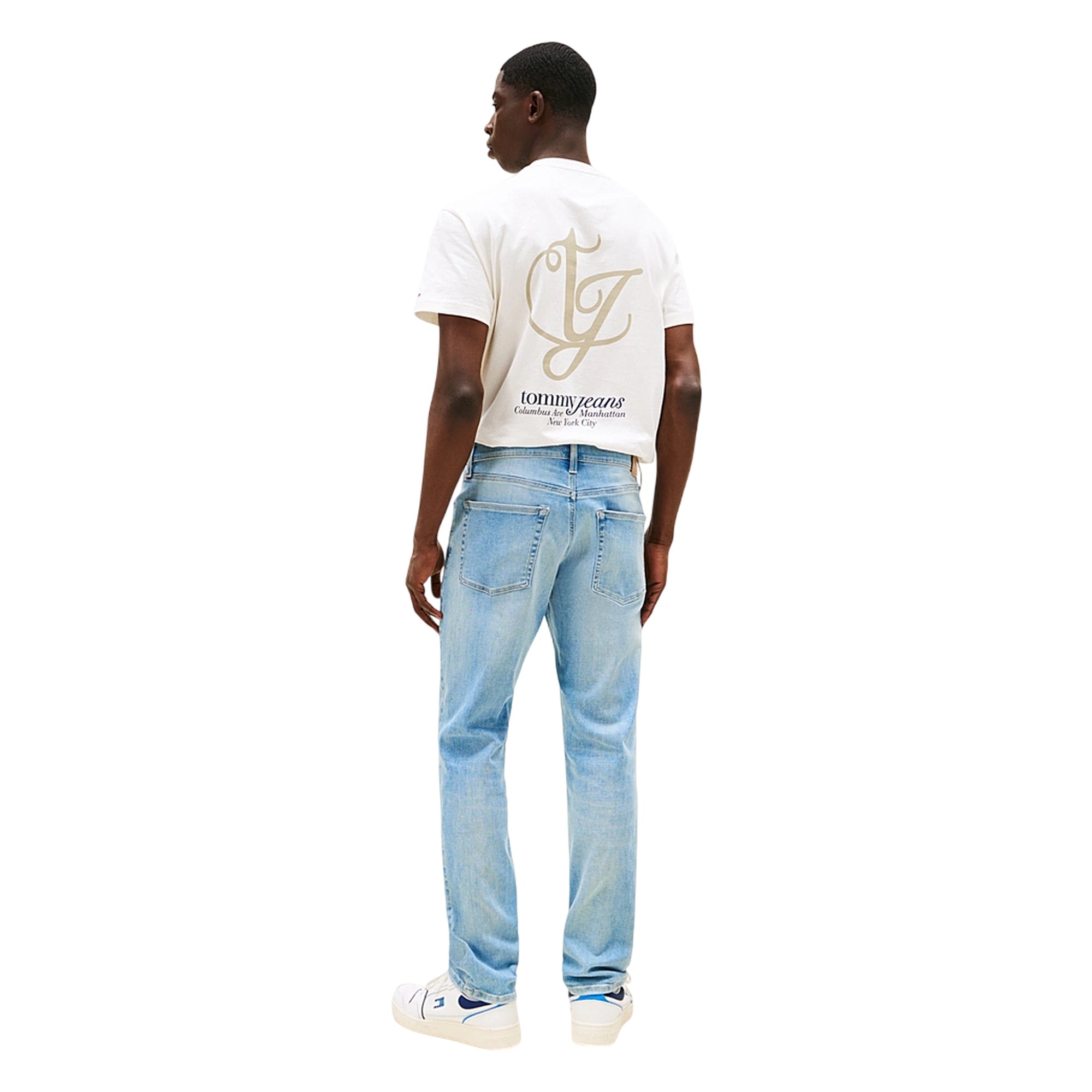 Jeans Uomo cinque tasche, dal lavaggio chiaro con vestibilità slim