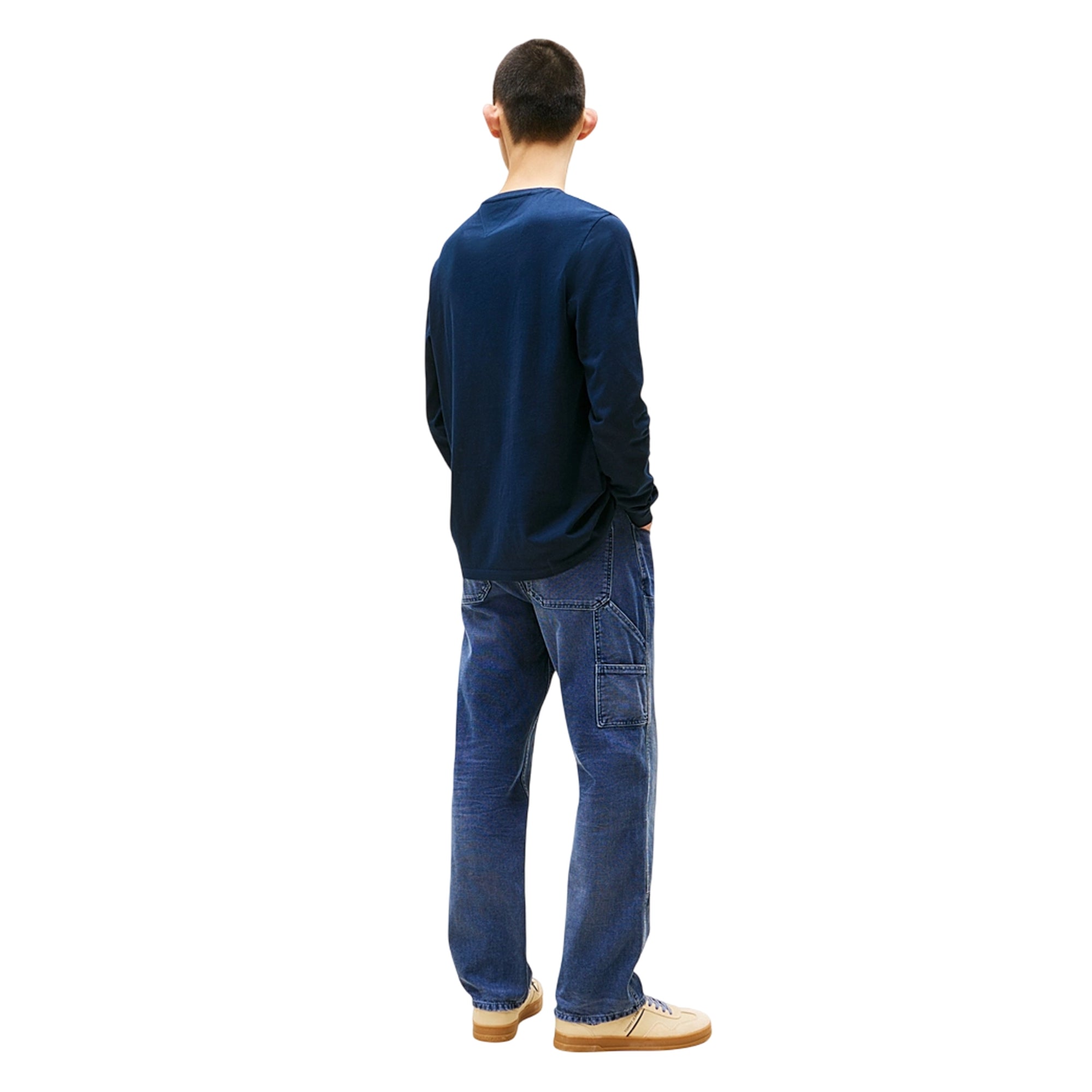 T-shirt Uomo Blu, con maniche lunghe e logo sul petto