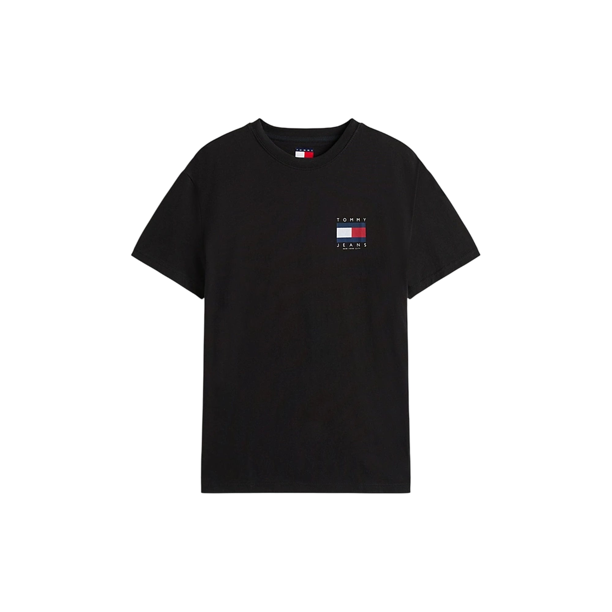 T-shirt Uomo Nera maxi stampa flag e girocollo