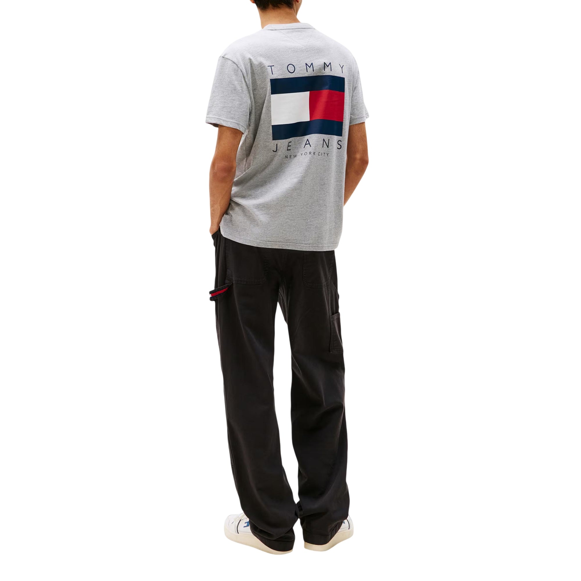 T-shirt Uomo maxi stampa flag posteriore e girocollo