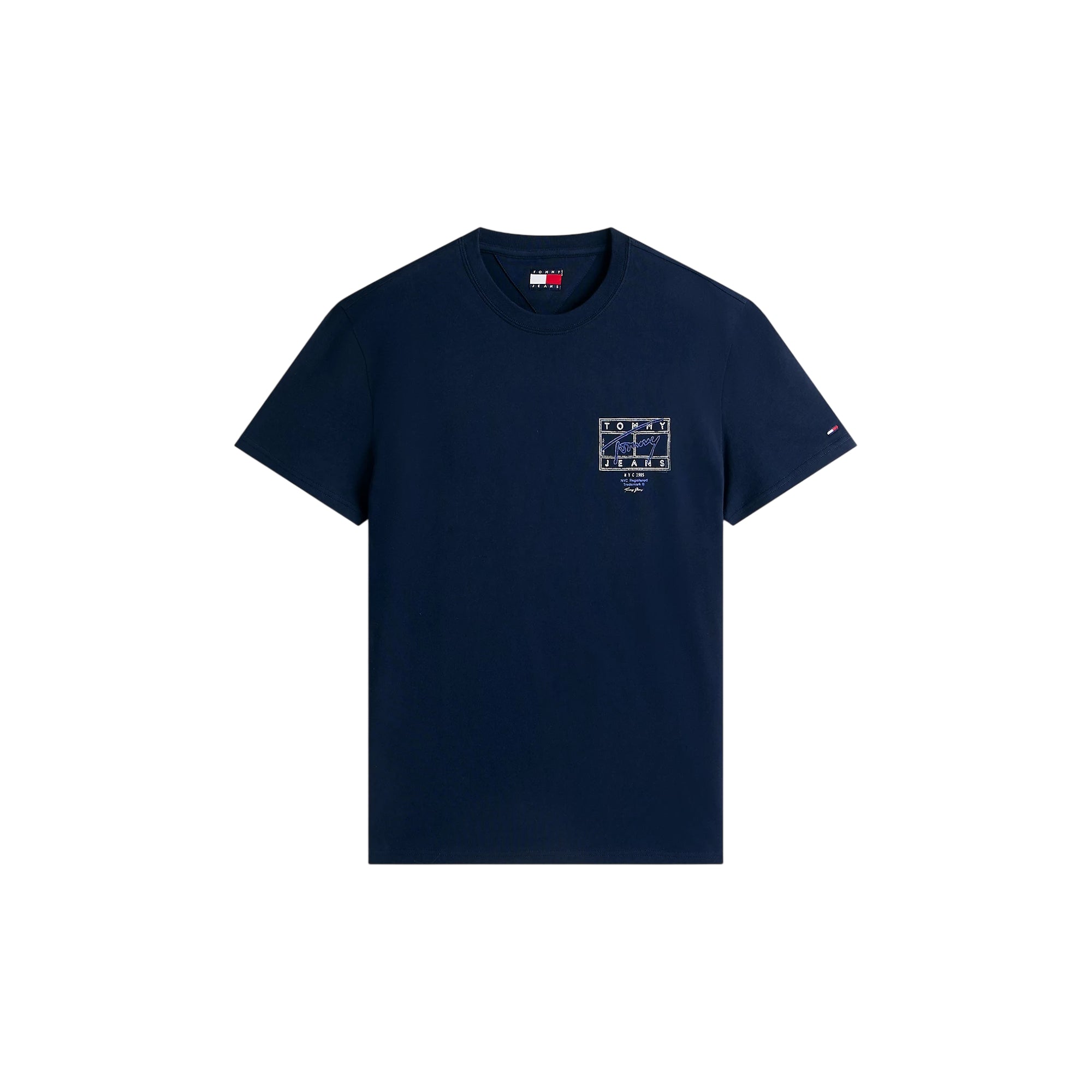 T-shirt signature blu a maniche corte con logo sul retro