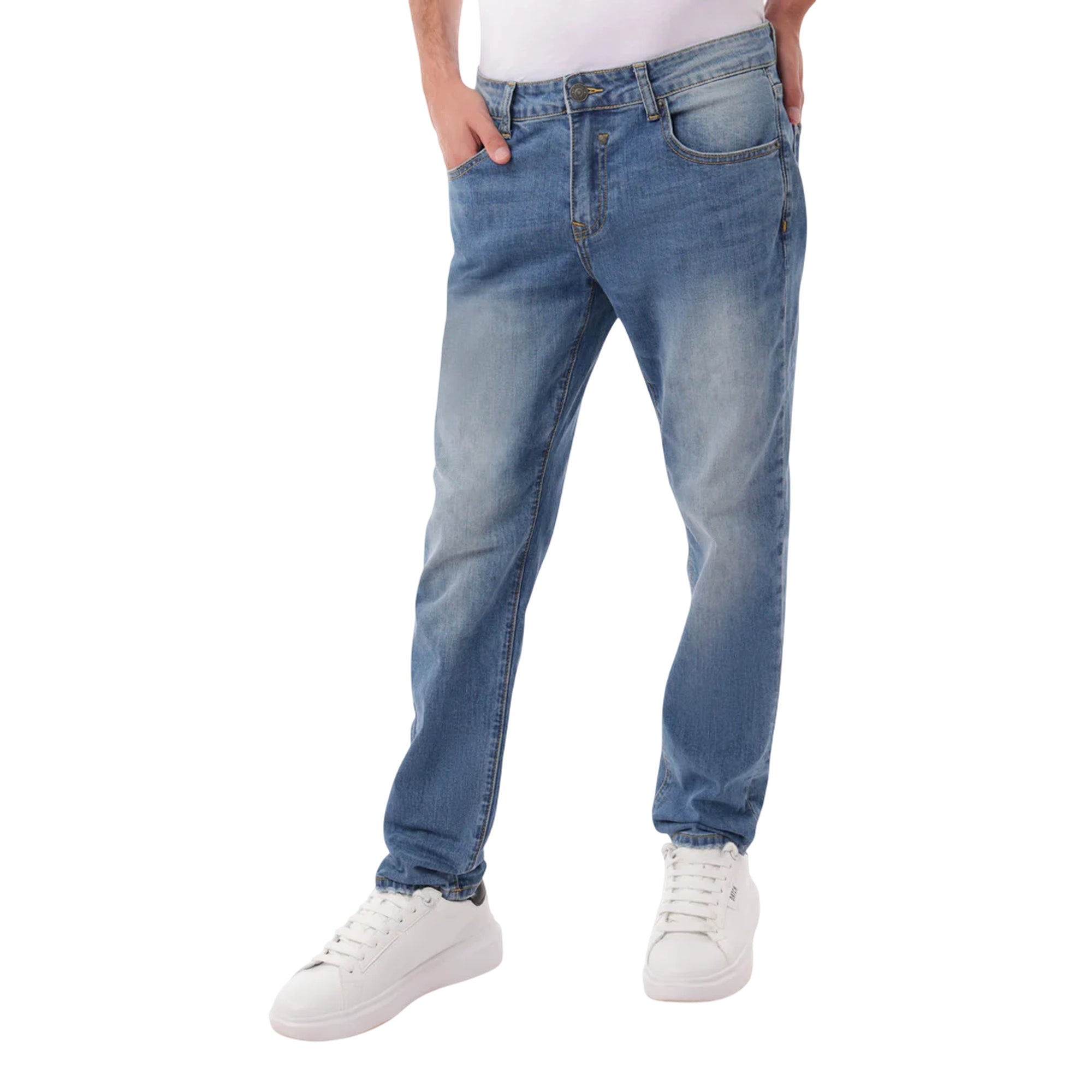 Jeans Uomo slim fit, con cinque tasche, dal lavaggio chiaro