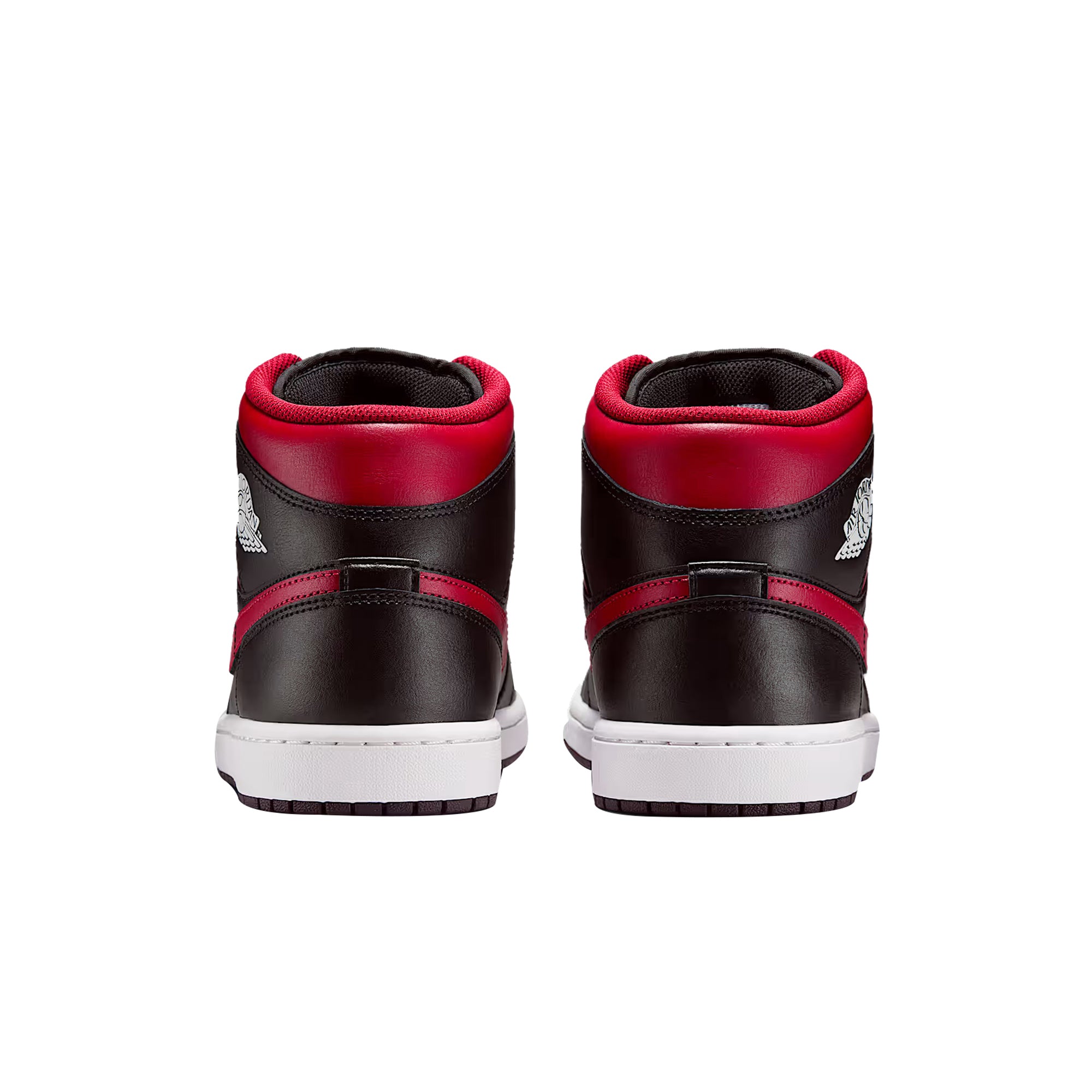 Sneakers Uomo Air Jordan 1 Mid Nero/Rosso, con logo laterale e lacci frontali