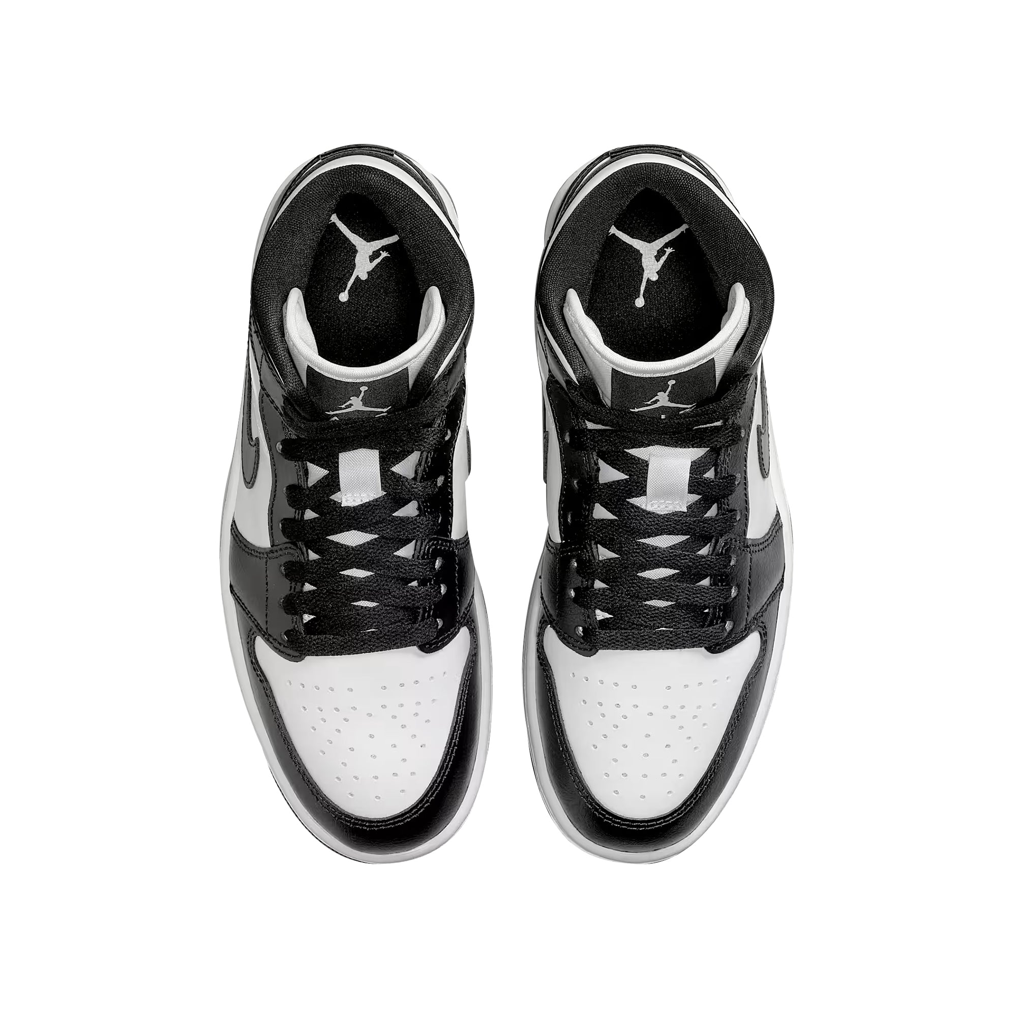 Sneakers Uomo Air Jordan 1 Mid, con tomaia in pelle Bianco/Nera e suola in gomma