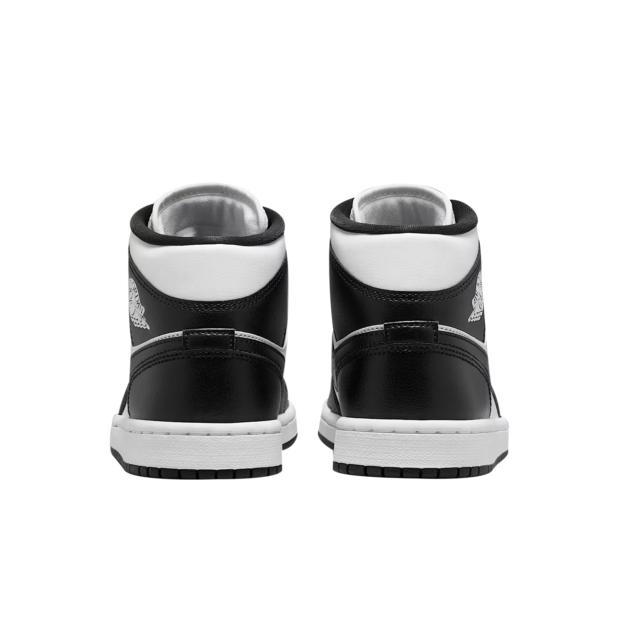Sneakers Uomo Air Jordan 1 Mid, con tomaia in pelle Bianco/Nera e suola in gomma
