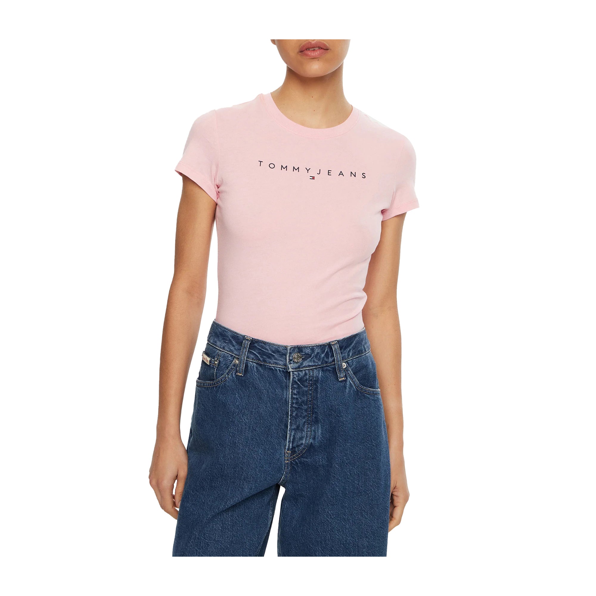T-shirt Donna Tommy Hilfiger Rosa Slim Fit Girocollo
