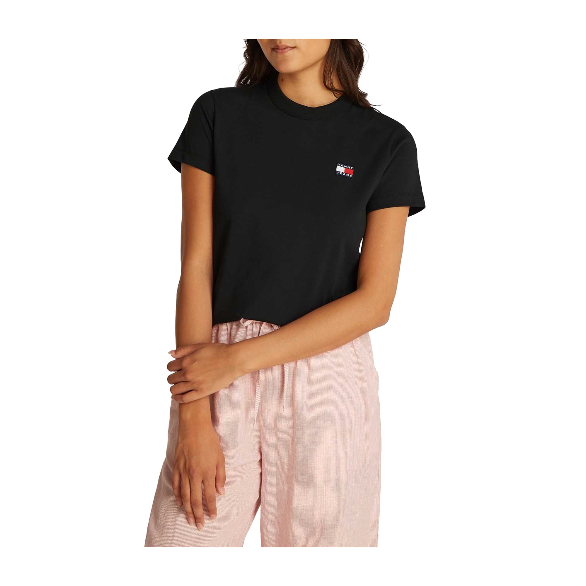 T-shirt Donna Nera, con maniche corte e logo