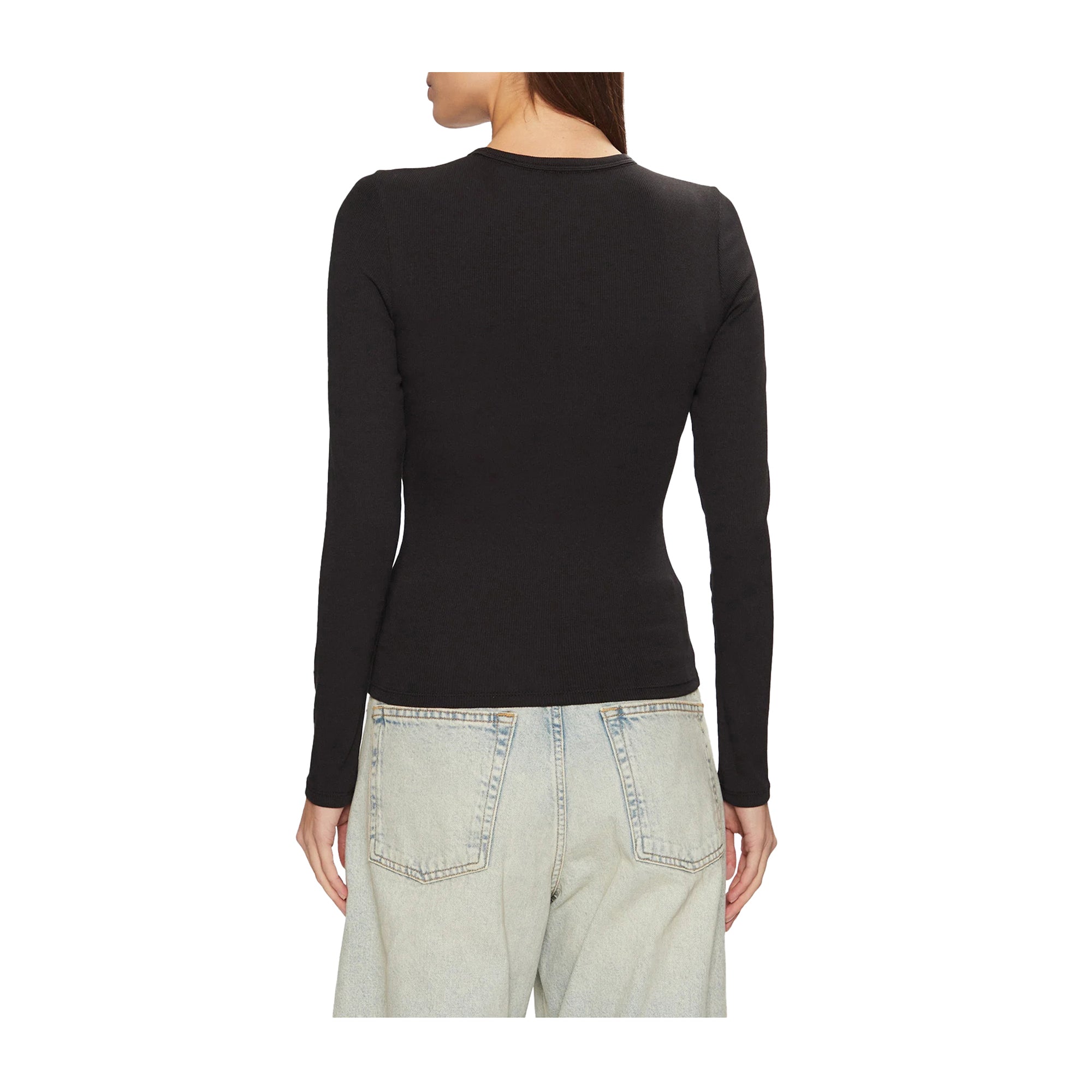 T-shirt Donna Nera Tommy Hilfiger a Costine Slim