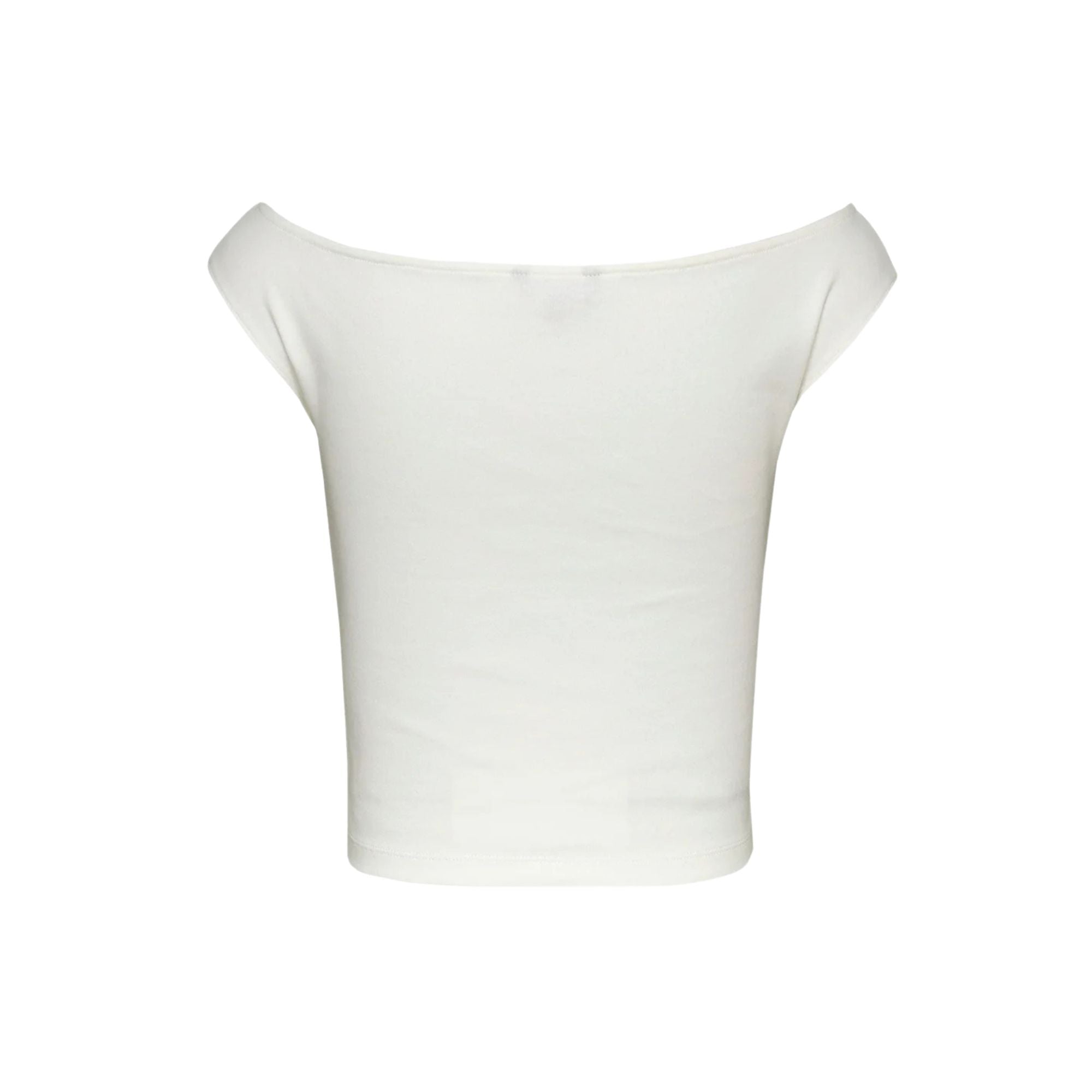 Top Donna cropped Bianco, dal fit slim, con scollo a barchetta
