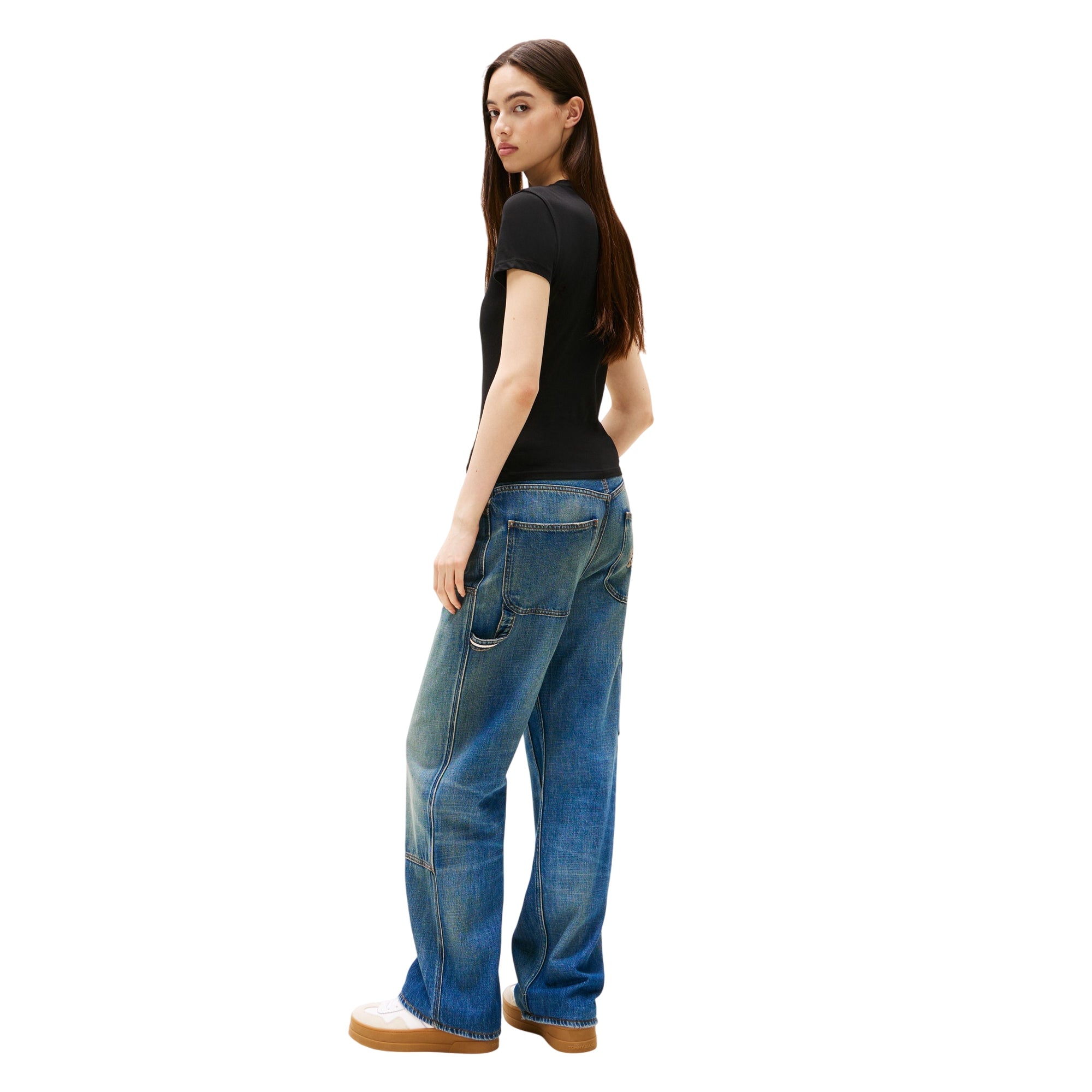 T-shirt Donna extra slim, con logo frontale, in cotone e viscosa