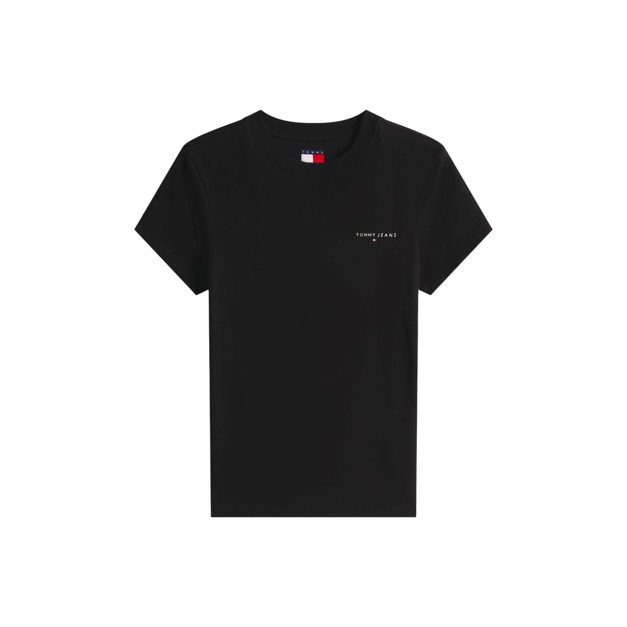 T-shirt Donna Nera, con logo linear e scollatura girocollo