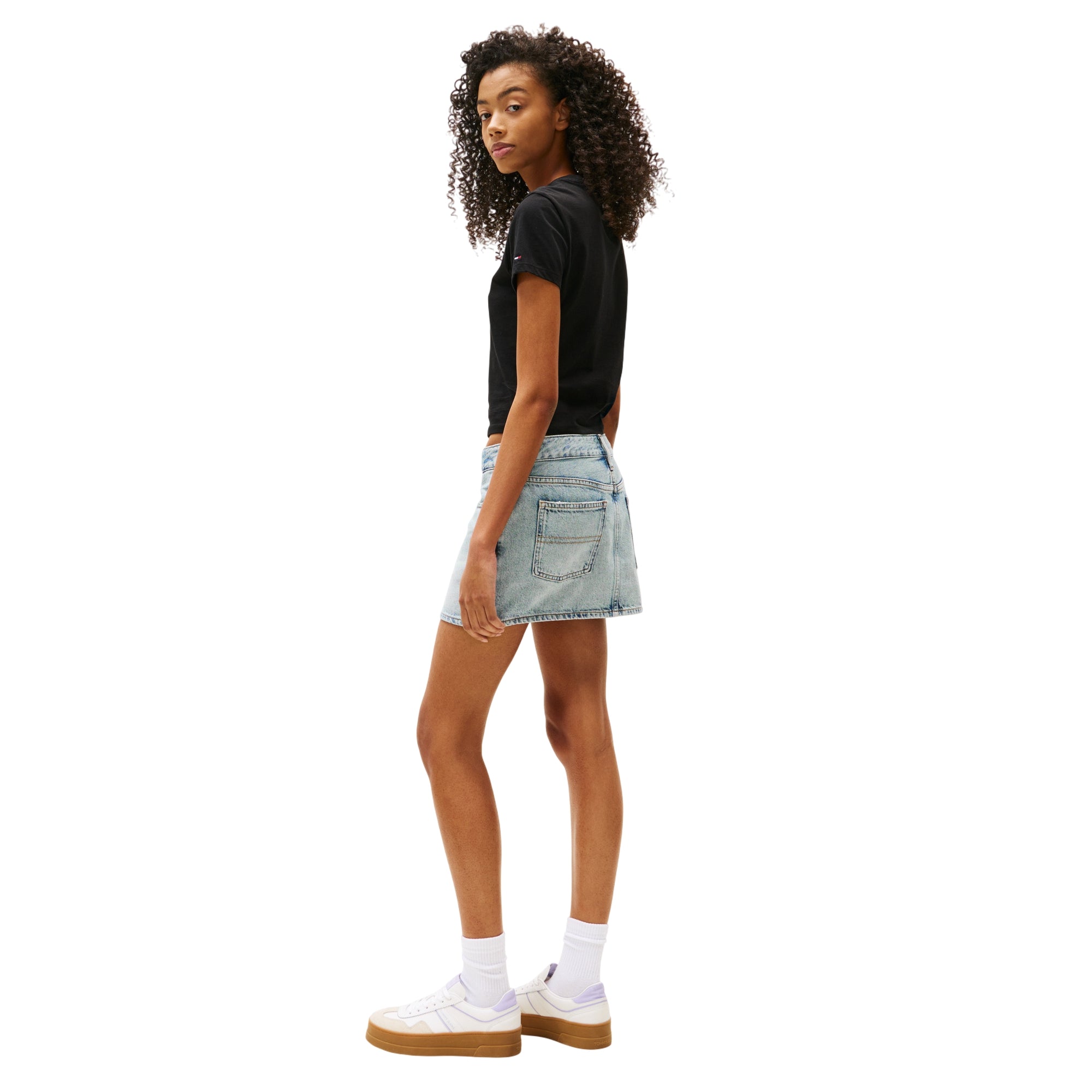 T-shirt Donna Nera slim, con logo grafica a contrasto, in cotone