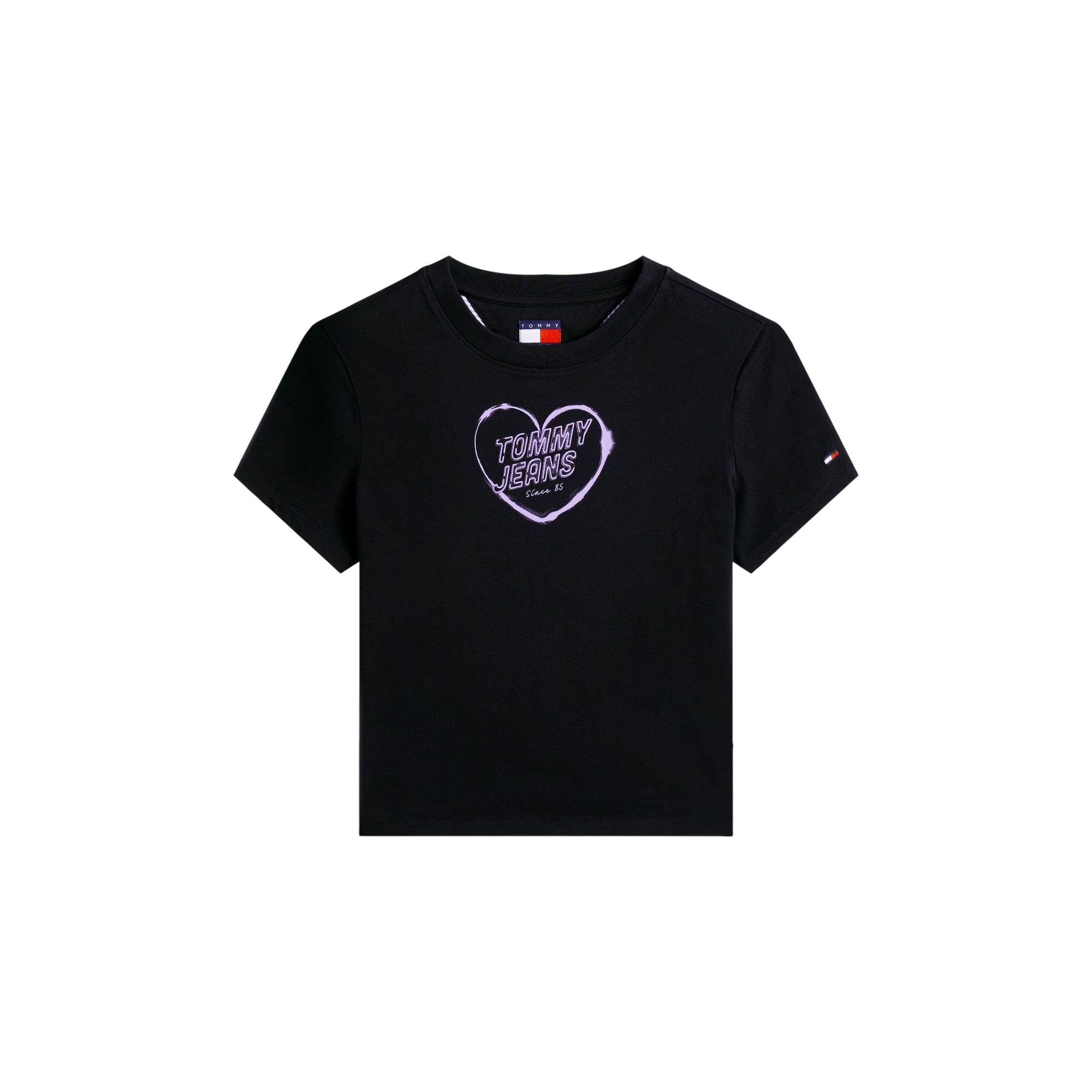T-shirt Donna Nera slim, con logo grafica a contrasto, in cotone