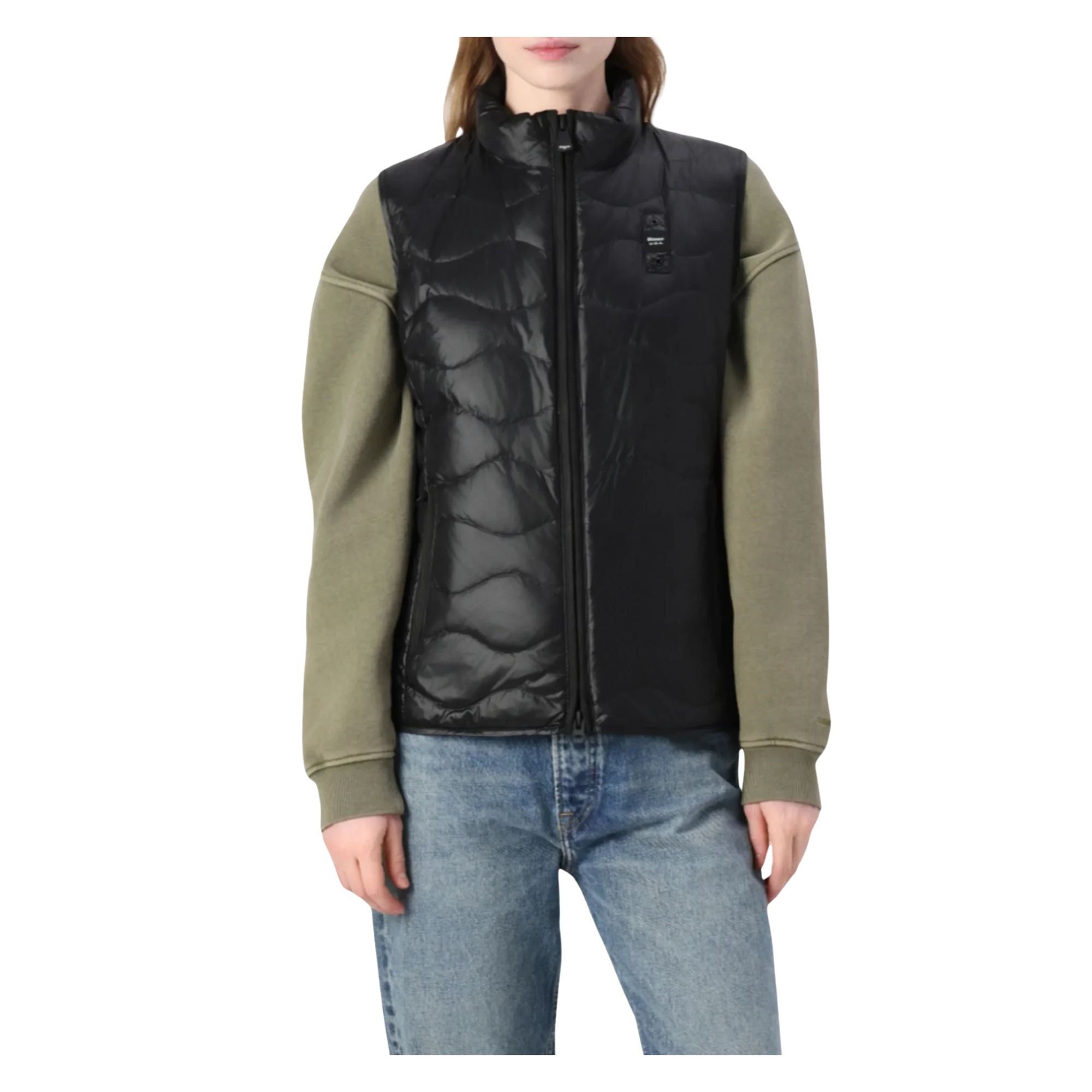 Gilet Donna Nero, in nylon, con passante iconico sul petto