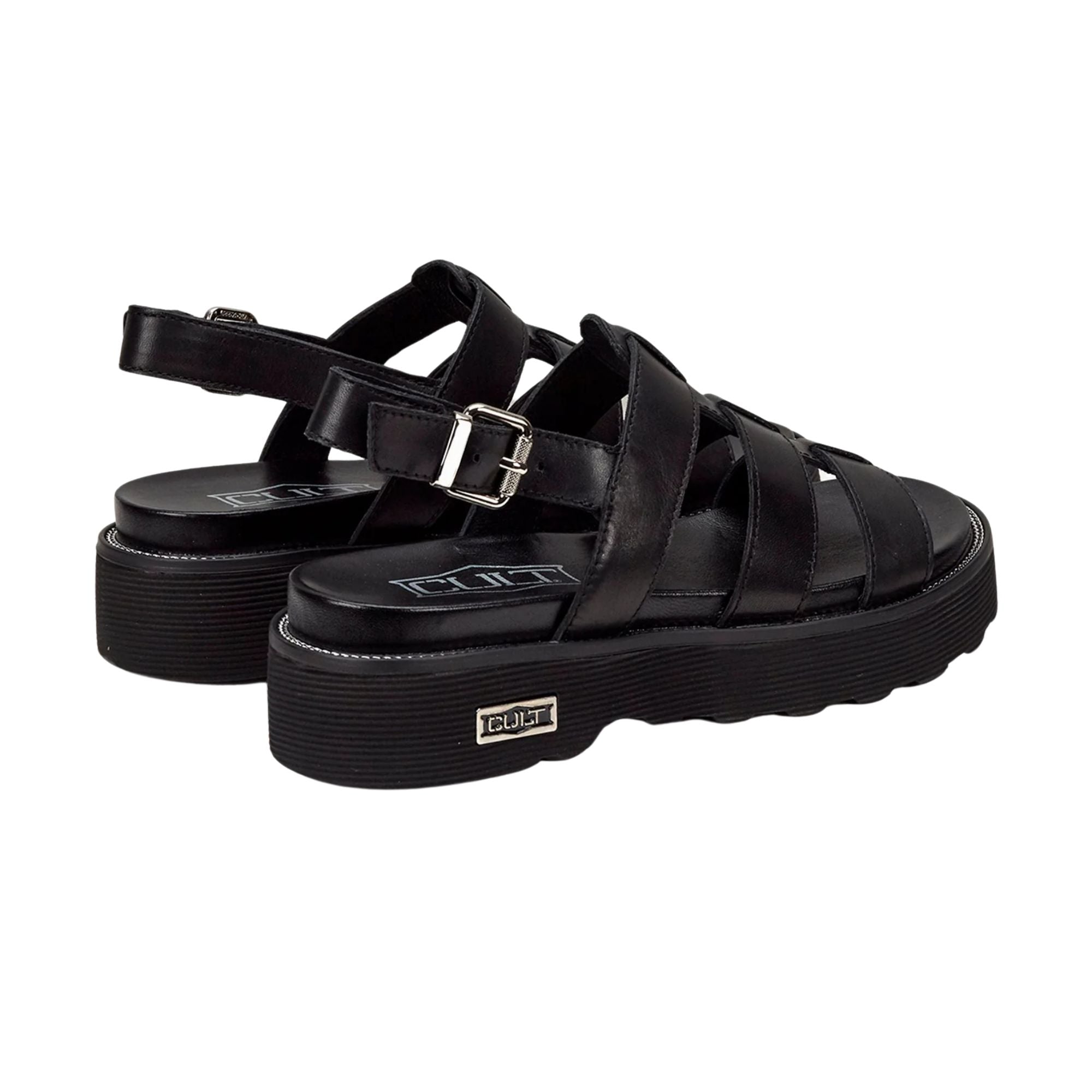 Sandalo Donna linea Ziggy Nero, con tomaia in pelle e logo sulla suola