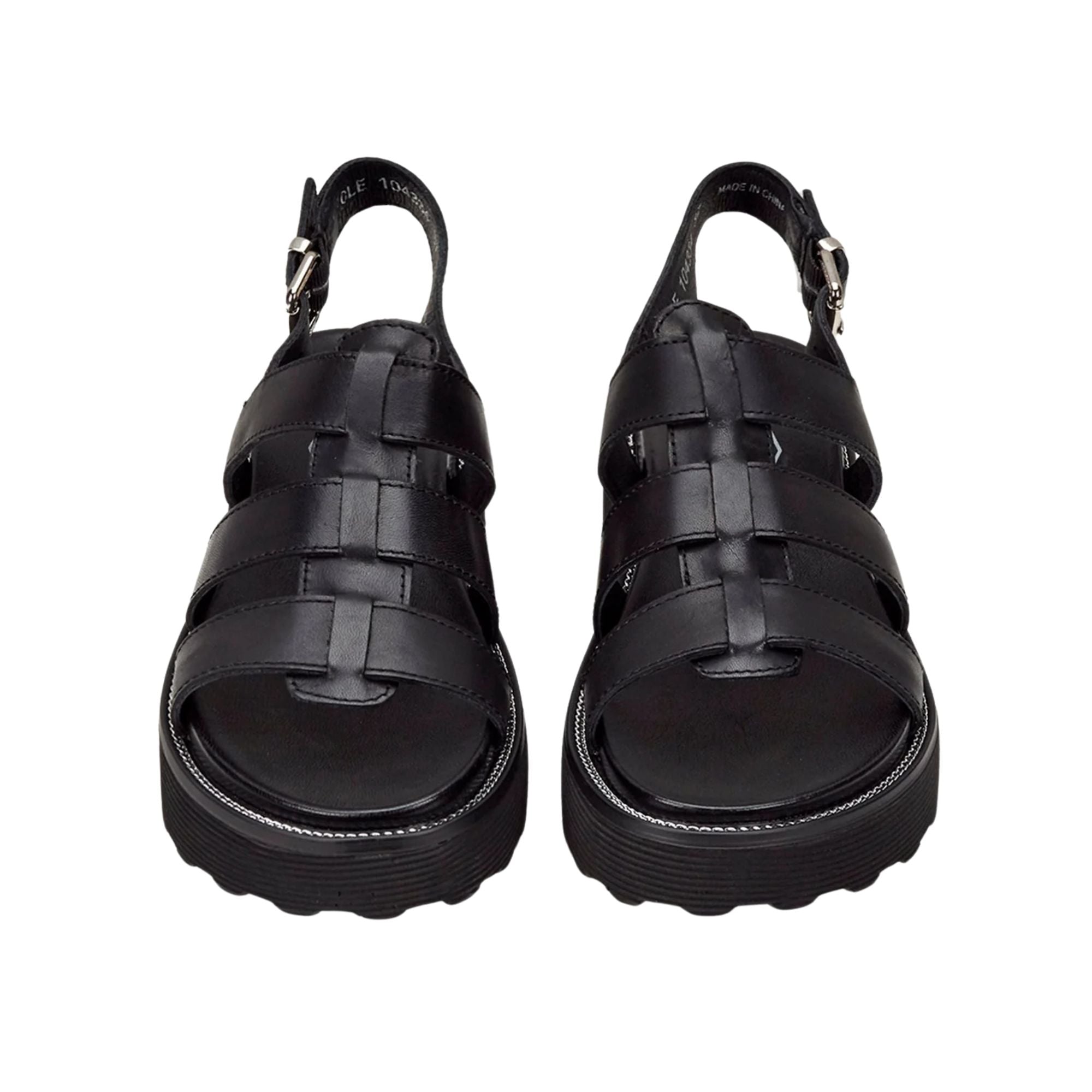 Sandalo Donna linea Ziggy Nero, con tomaia in pelle e logo sulla suola