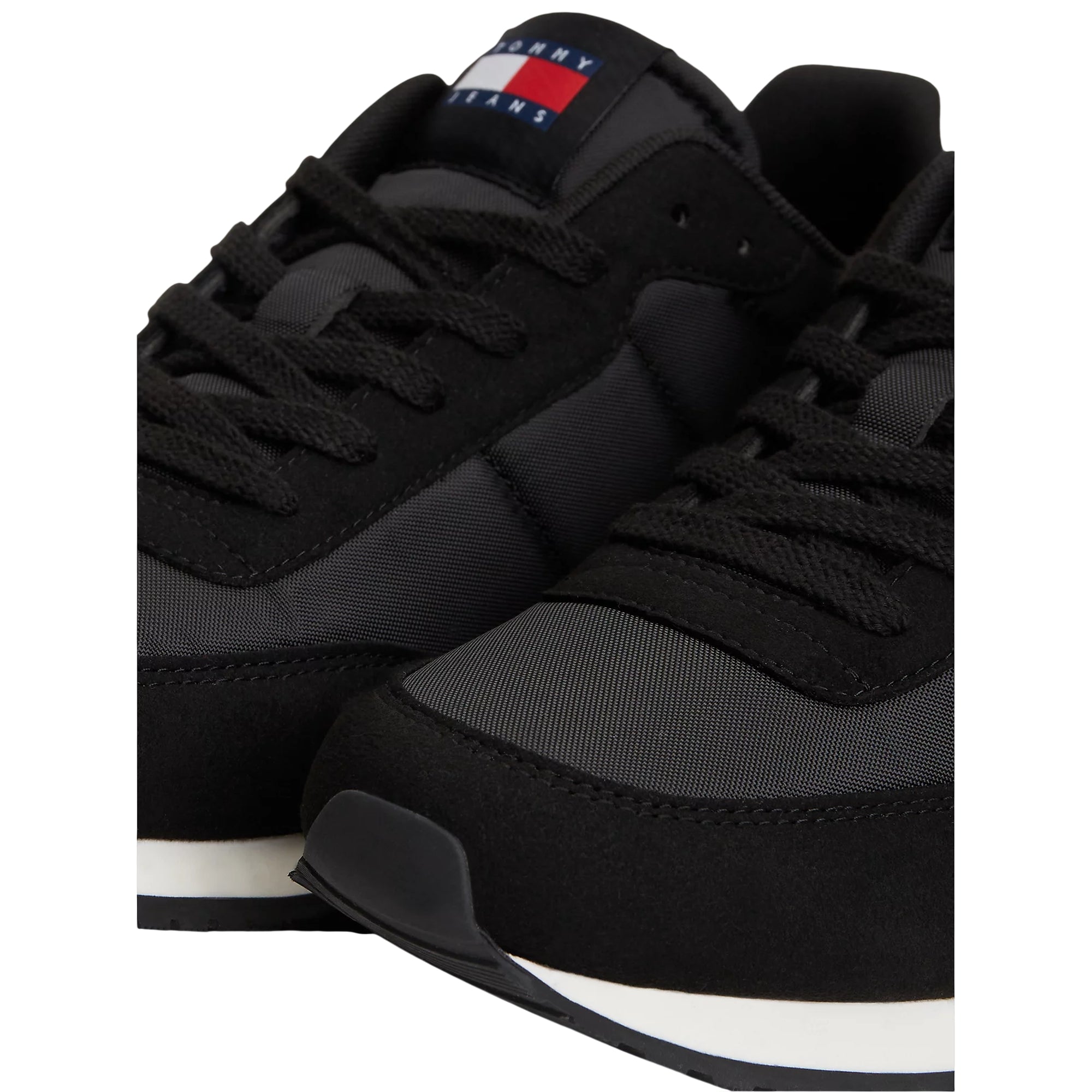 Sneakers nere uomo con mix di texture e logo dettaglio