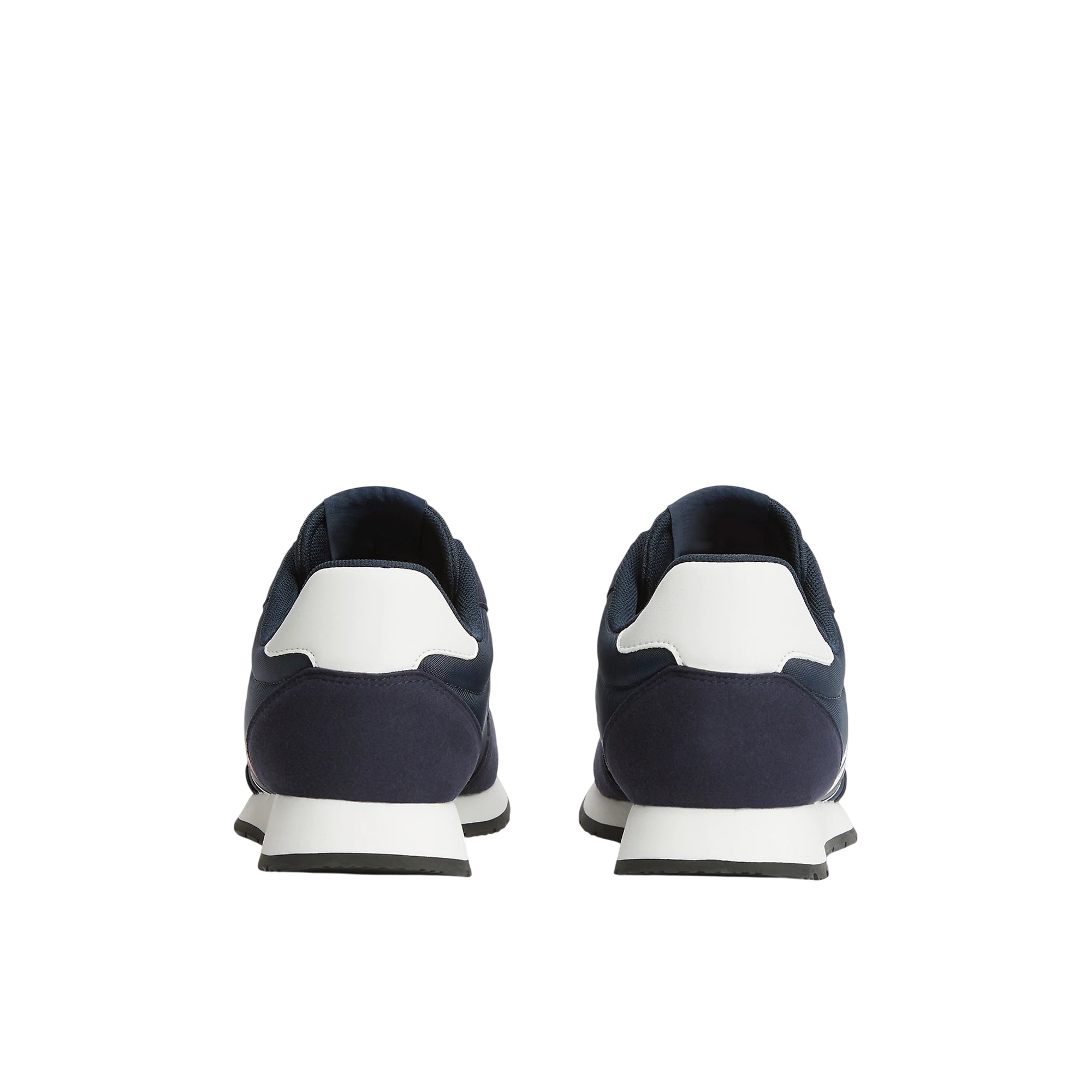 Sneakers uomo blu con mix di texture e logo retro