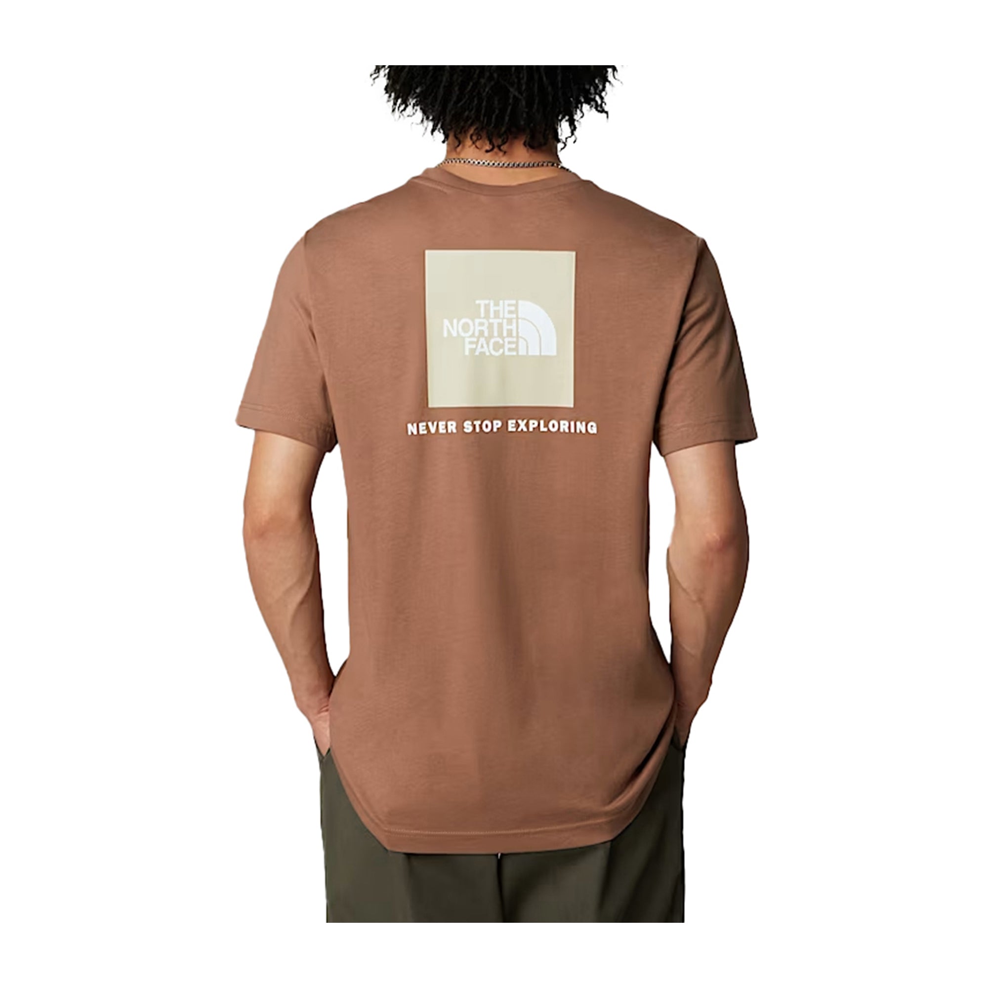 T-shirt Uomo Marrone con stampa Box logo e micro logo sul petto
