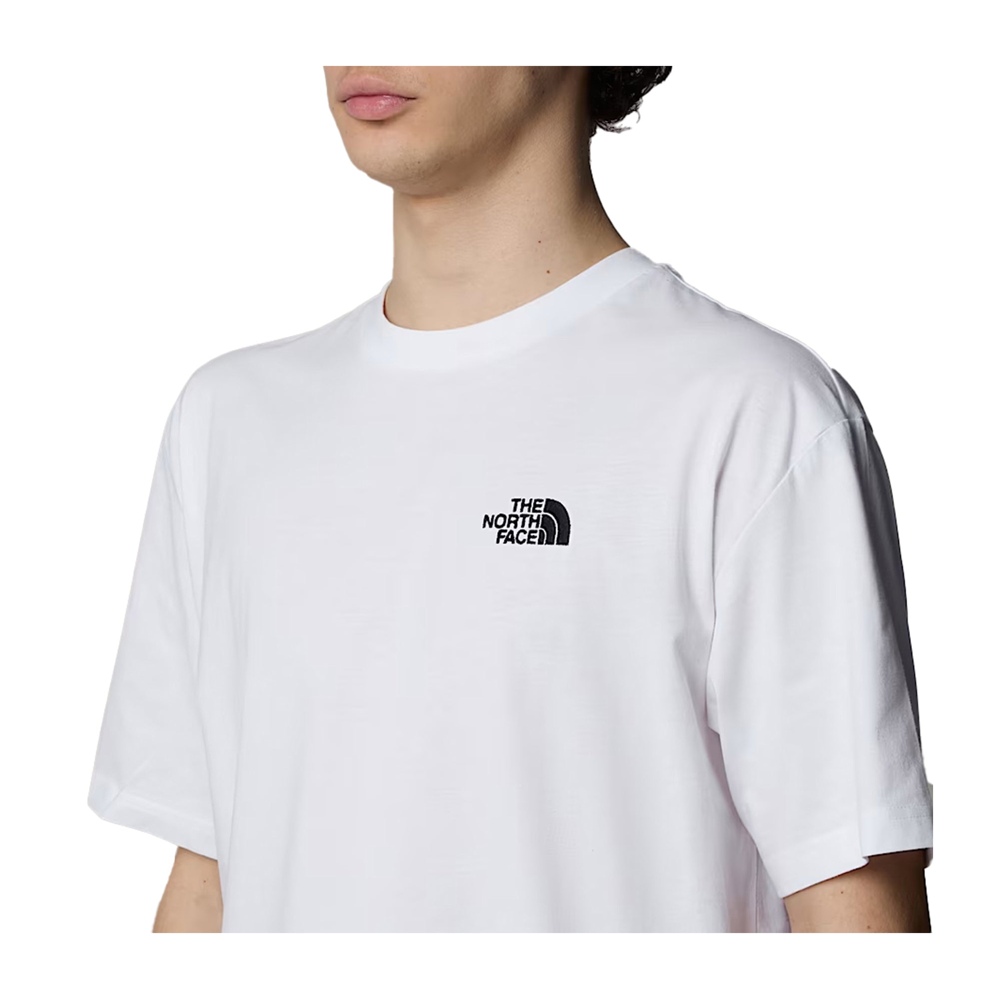 T-shirt Uomo in cotone Bianco, con doppio logo ricamato e spalle scese