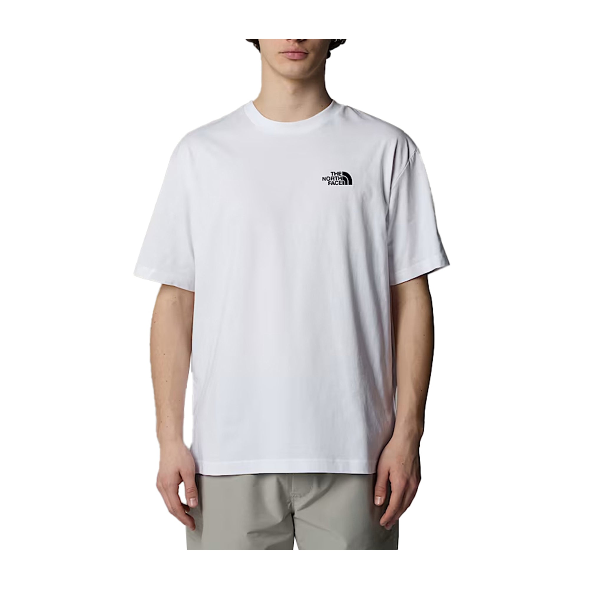 T-shirt Uomo in cotone Bianco, con doppio logo ricamato e spalle scese