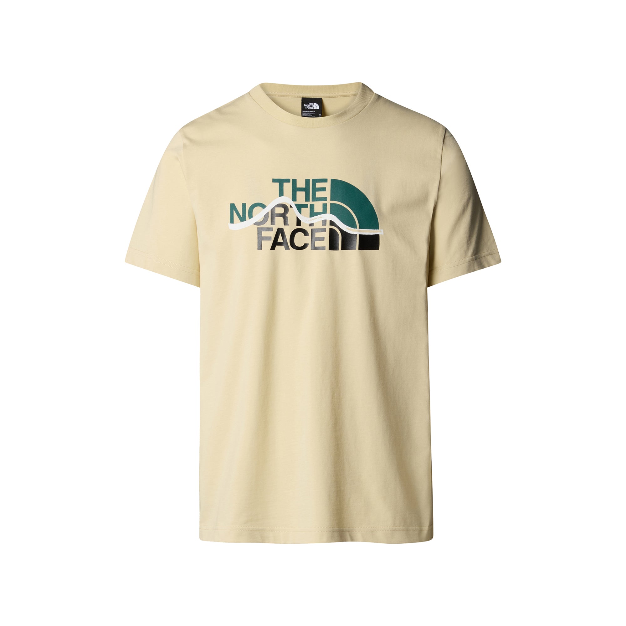 T-shirt Uomo Mountain Line Beige, con stampa frontale