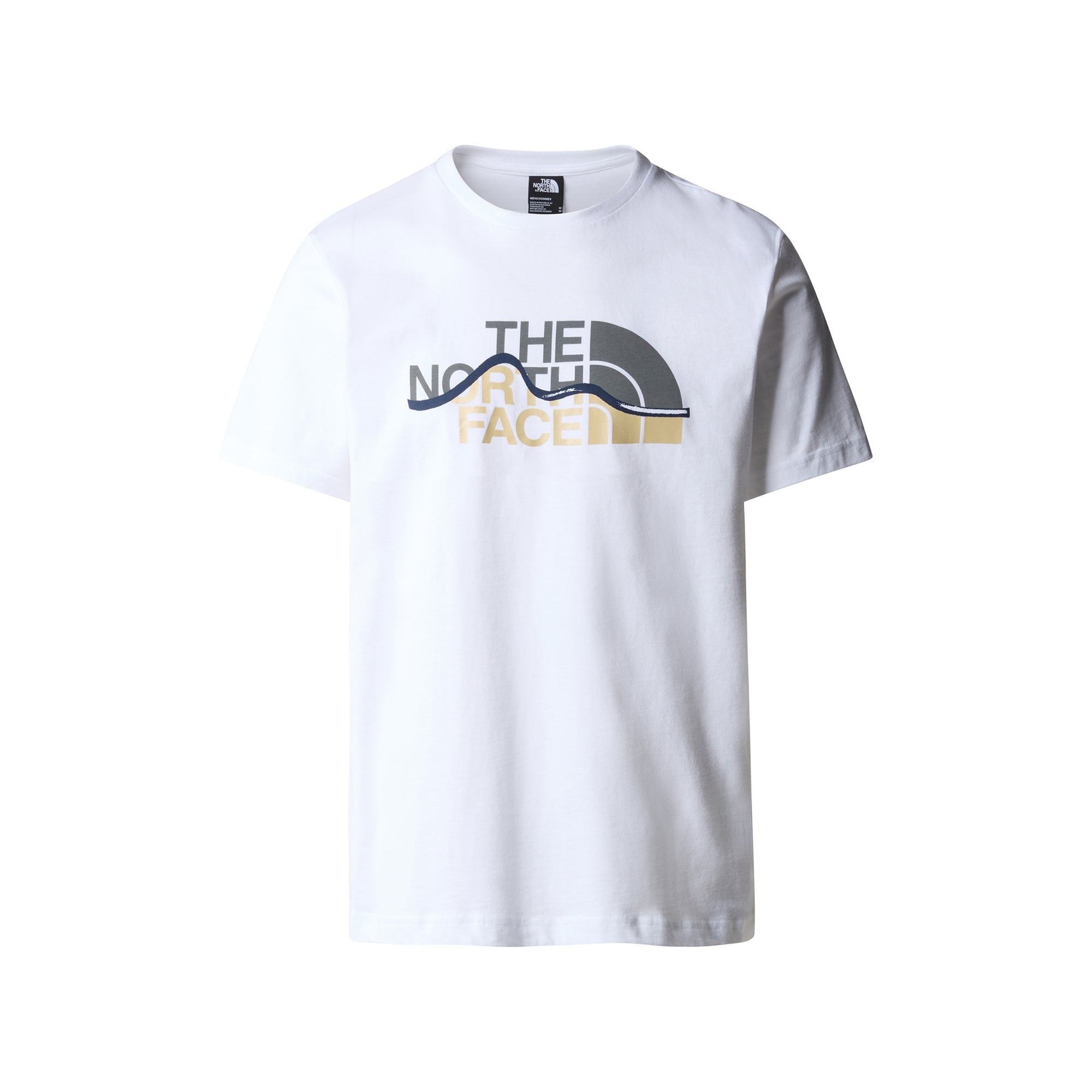 T-shirt Uomo Mountain Line, Bianca, a girocollo