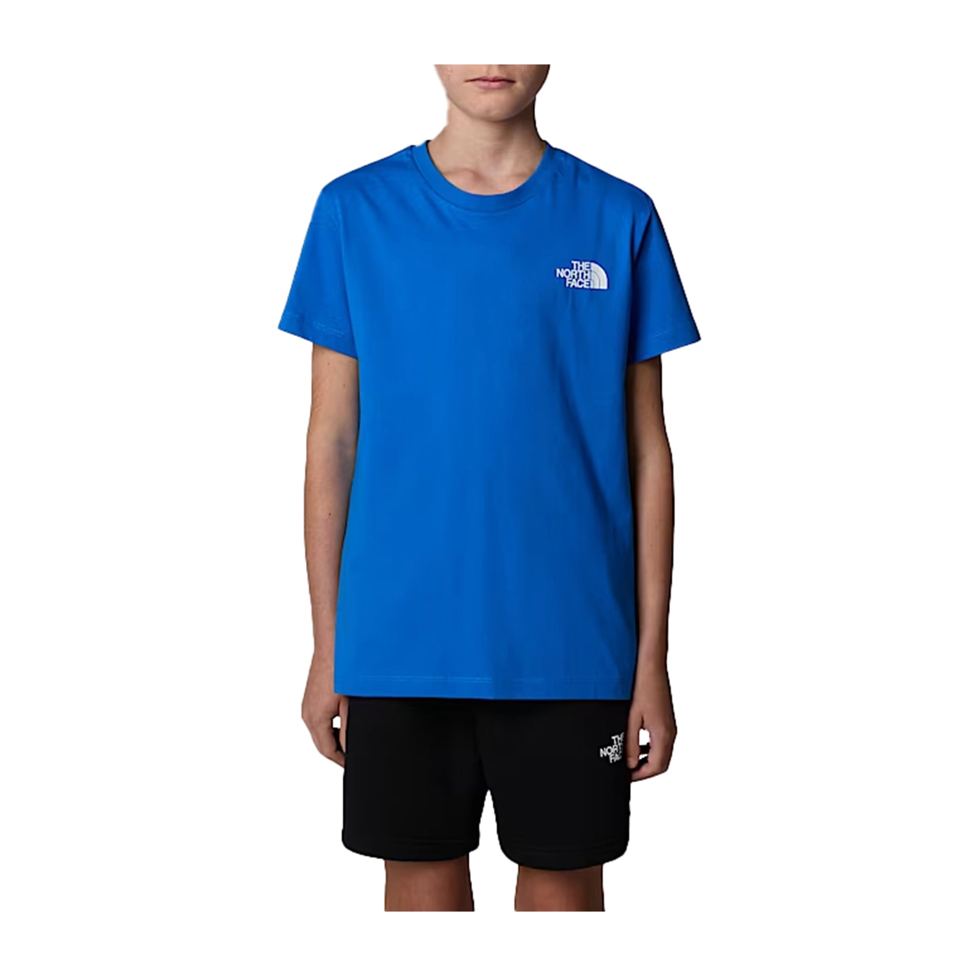 T-shirt Ragazzo Blu Royal a girocollo, con box logo posteriore
