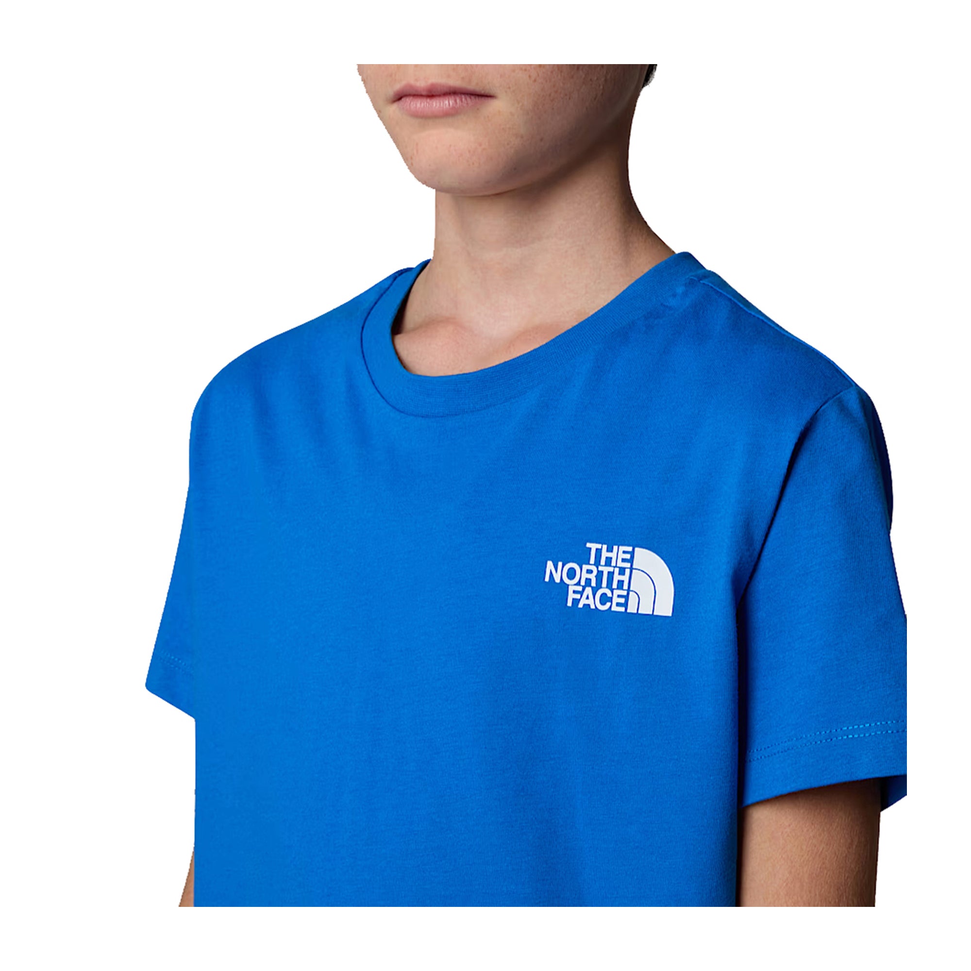 T-shirt Ragazzo Blu Royal a girocollo, con box logo posteriore