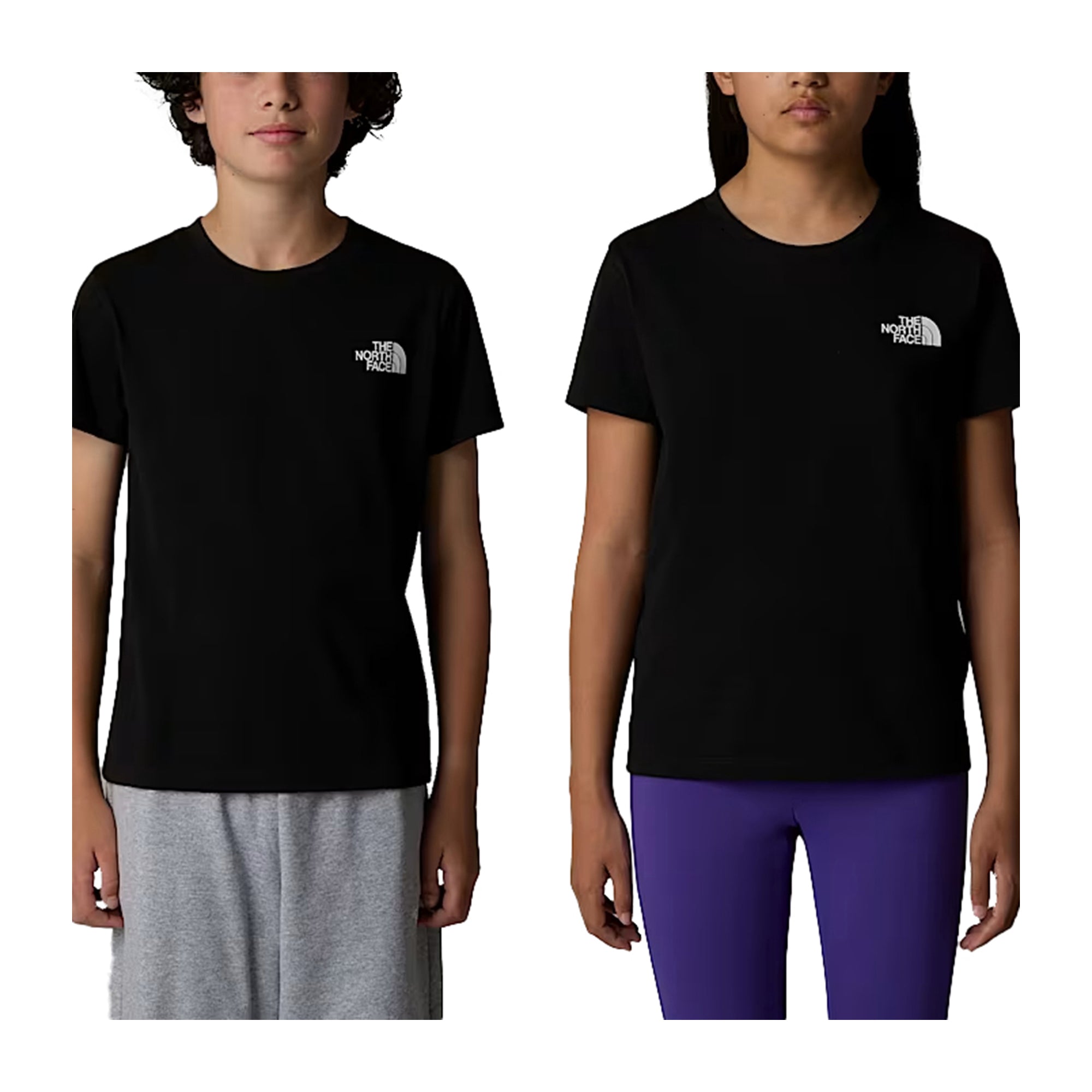 T-shirt Junior in cotone Nero, con doppia stampa logo e girocollo